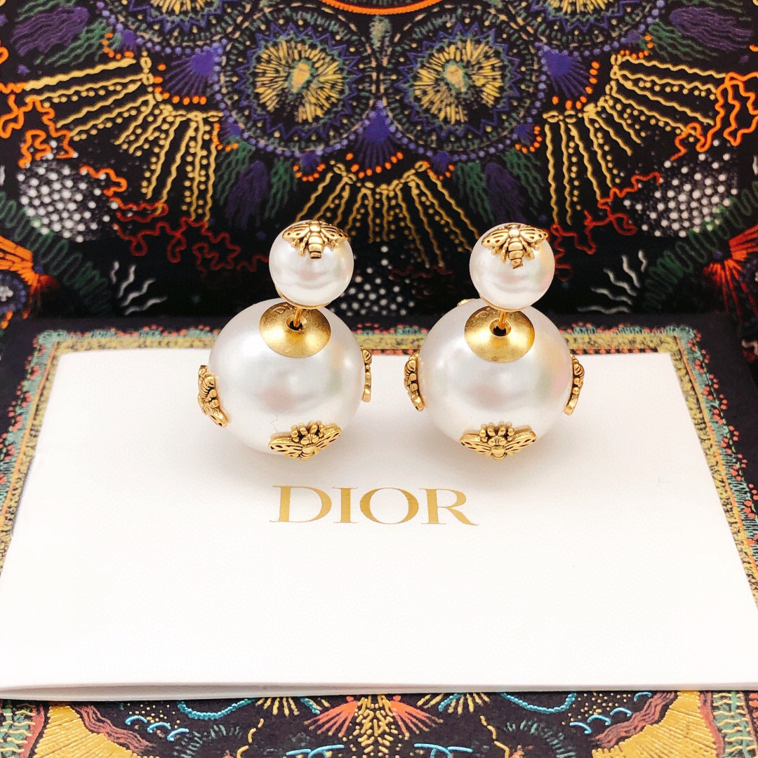Dior 迪奥大小珍珠蜜蜂耳钉