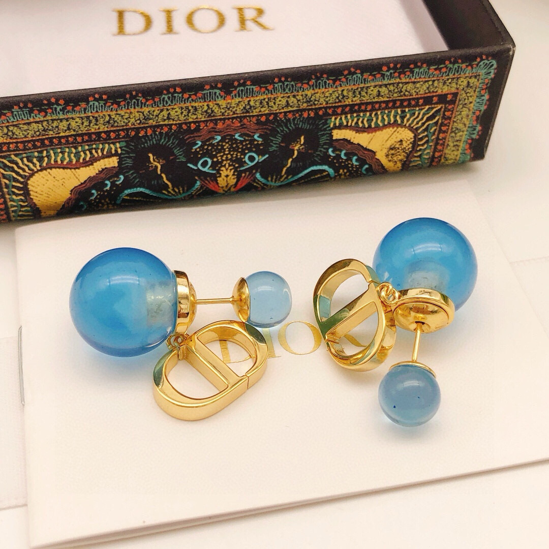 Dior 迪奥大小珍珠蓝色透明CD超柔软
