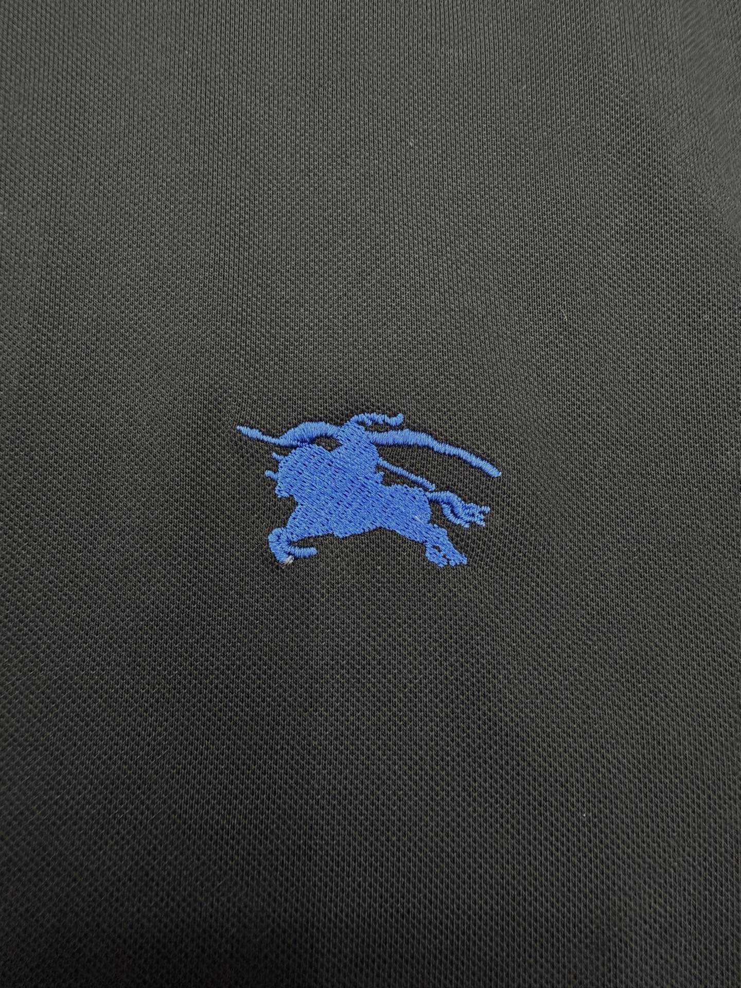 巴宝莉刺绣款 纯色棉质polo衫 黑色