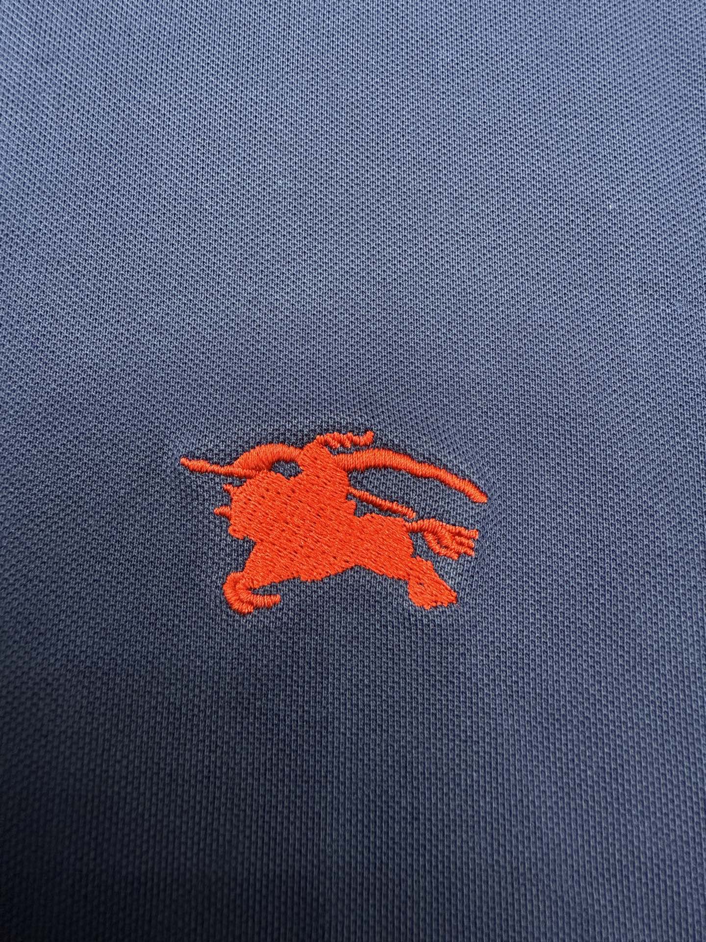 巴宝莉刺绣款 纯色棉质polo衫 藏蓝