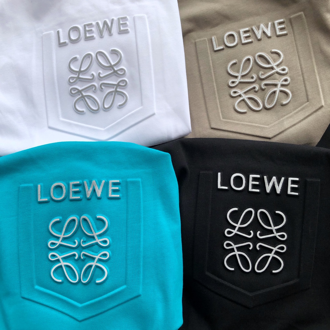LOE四色立体浮雕logo夏天宽松OS短袖T恤24春夏新款男女同款棉质凸纹AnagramTEE纯色的设计