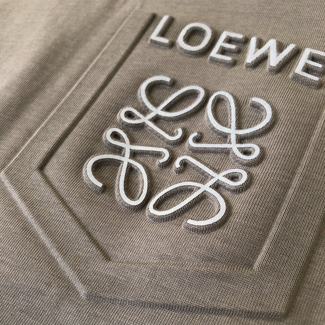 LOE四色立体浮雕logo夏天宽松OS短袖T恤24春夏新款男女同款棉质凸纹AnagramTEE纯色的设计