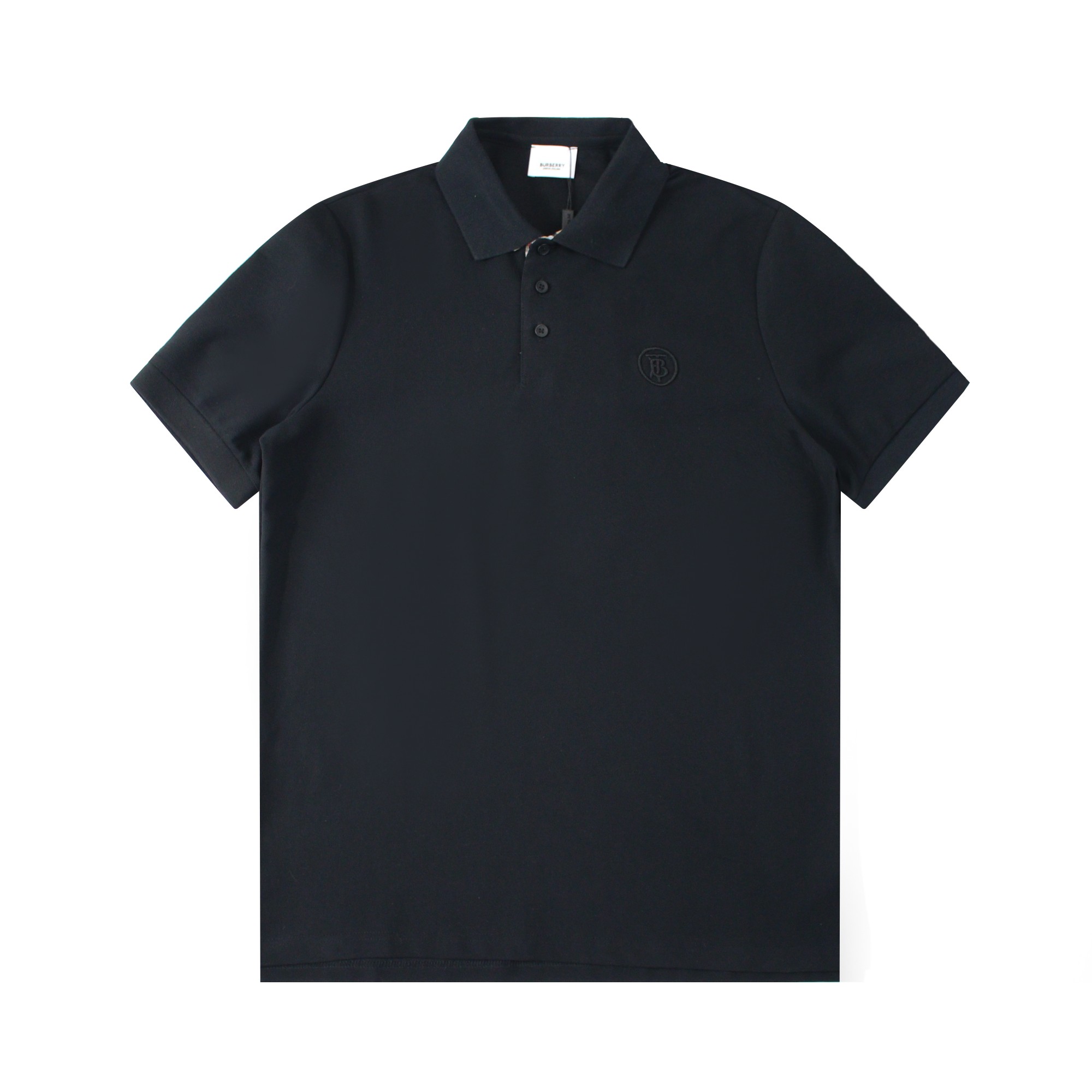 Burberry Kleidung Polo T-Shirt Schwarz Weiß Stickerei Baumwolle Spandex Kurzarm