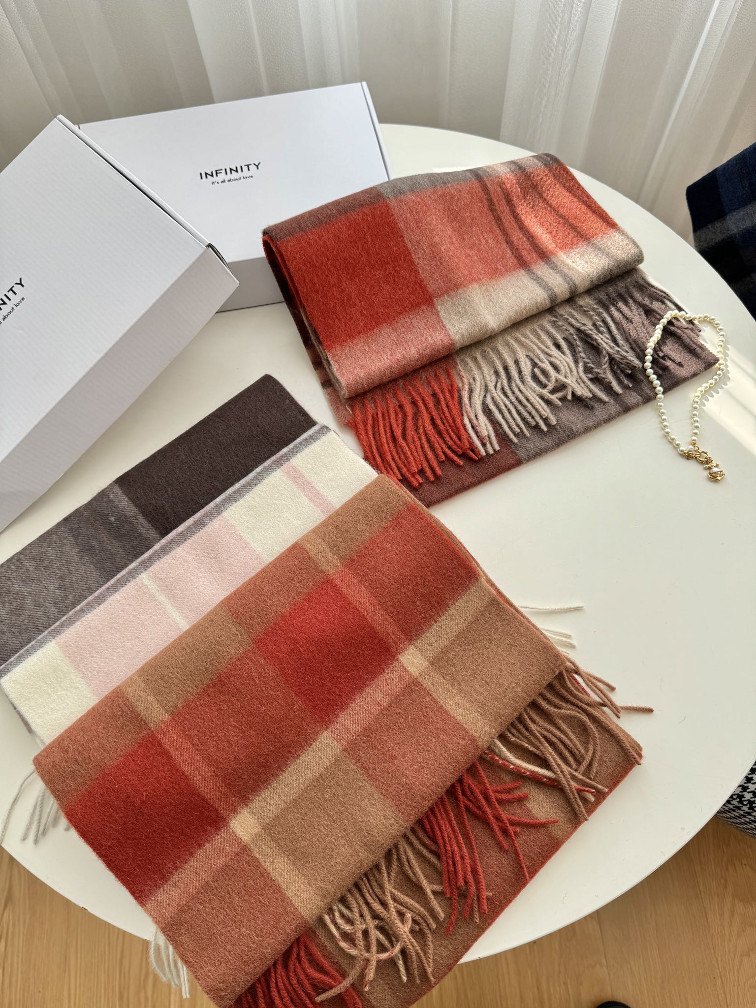 Classic Plaid Wool Narrow Scarf - Comprehensive 4