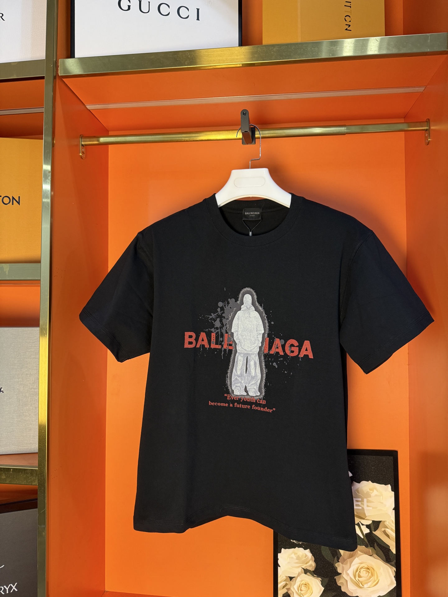 P70 Foto real, versión top BALENCI*GA Balenciaga #0110 Nuevo producto sincronizado con la tienda oficial. Camiseta de m…