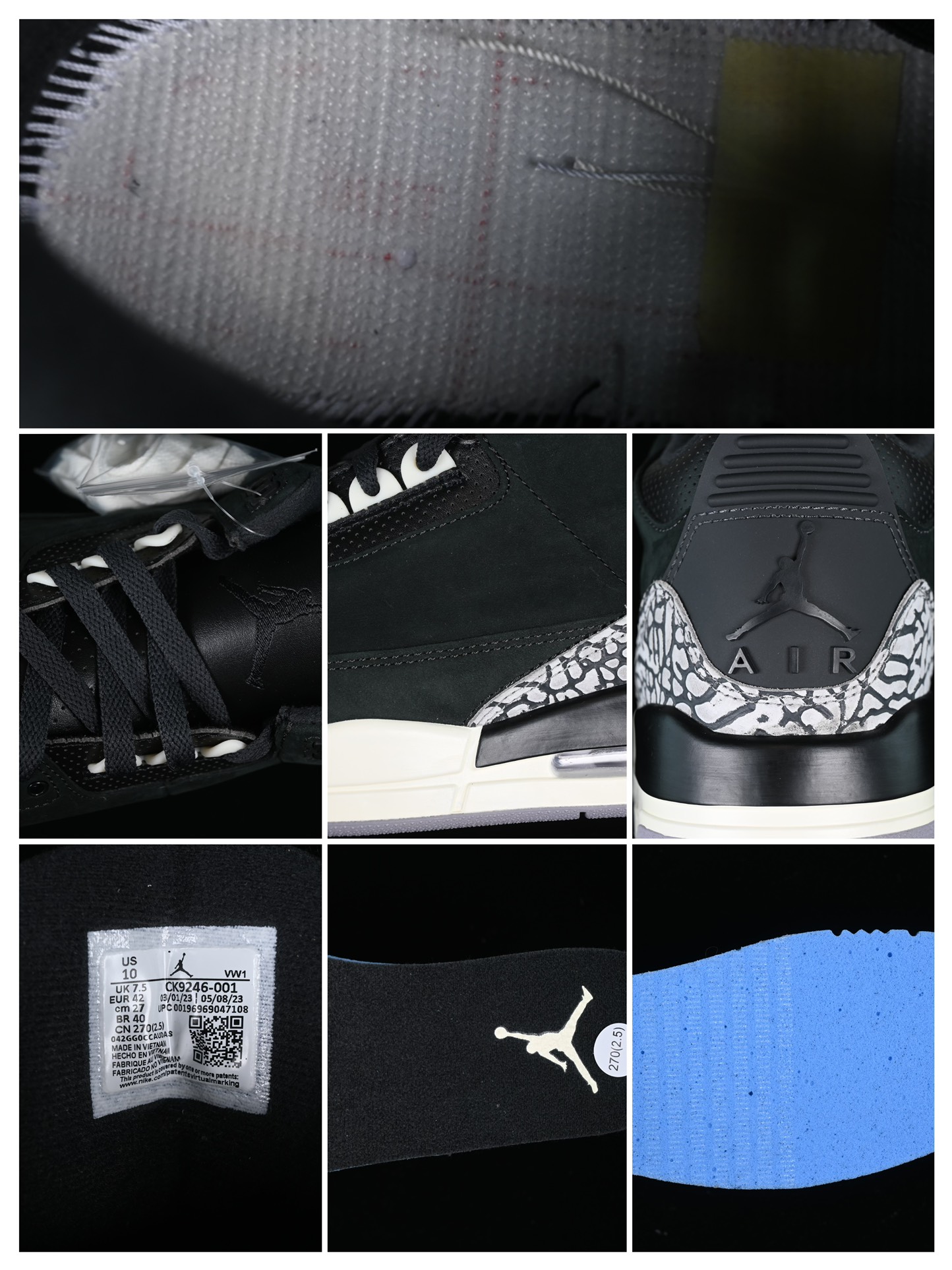 💰190真标💰280公司级💰380纯原💰480顶级
Air Jordan 3 Retro "Off Noir" AJ3 乔3做旧黑水泥 CK9246-001
#鞋身整体以大面积黑色麂皮覆盖,标志性的大象纹也同样得以保留。鞋带孔、鞋舌等细节部分采用水泥灰点缀,整体颜值与AJ3 "黑水泥"十分相似!
#此外在鞋帮、中底部分均已米白色呈现,营造出独特的氧化效果,年代感十足!
尺码:40 40.5 41 42 42.5 43 44 44.5 45 46 47.5 WME5