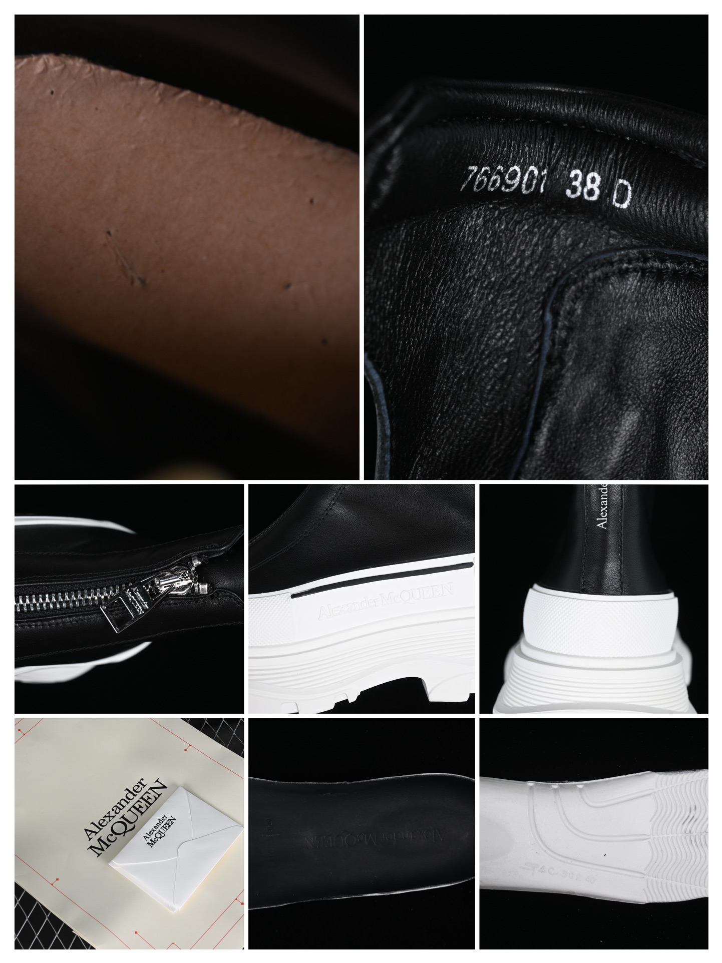💰480顶级版本 Alexander McQueen 麦昆 2023秋冬新款 Tread Slick 前拉链短靴
#原版1:1开发 TPU几层组合大底 水染羊皮内里 牛皮垫脚垫脚
尺码：35 36 37 38 39 40 T.E5