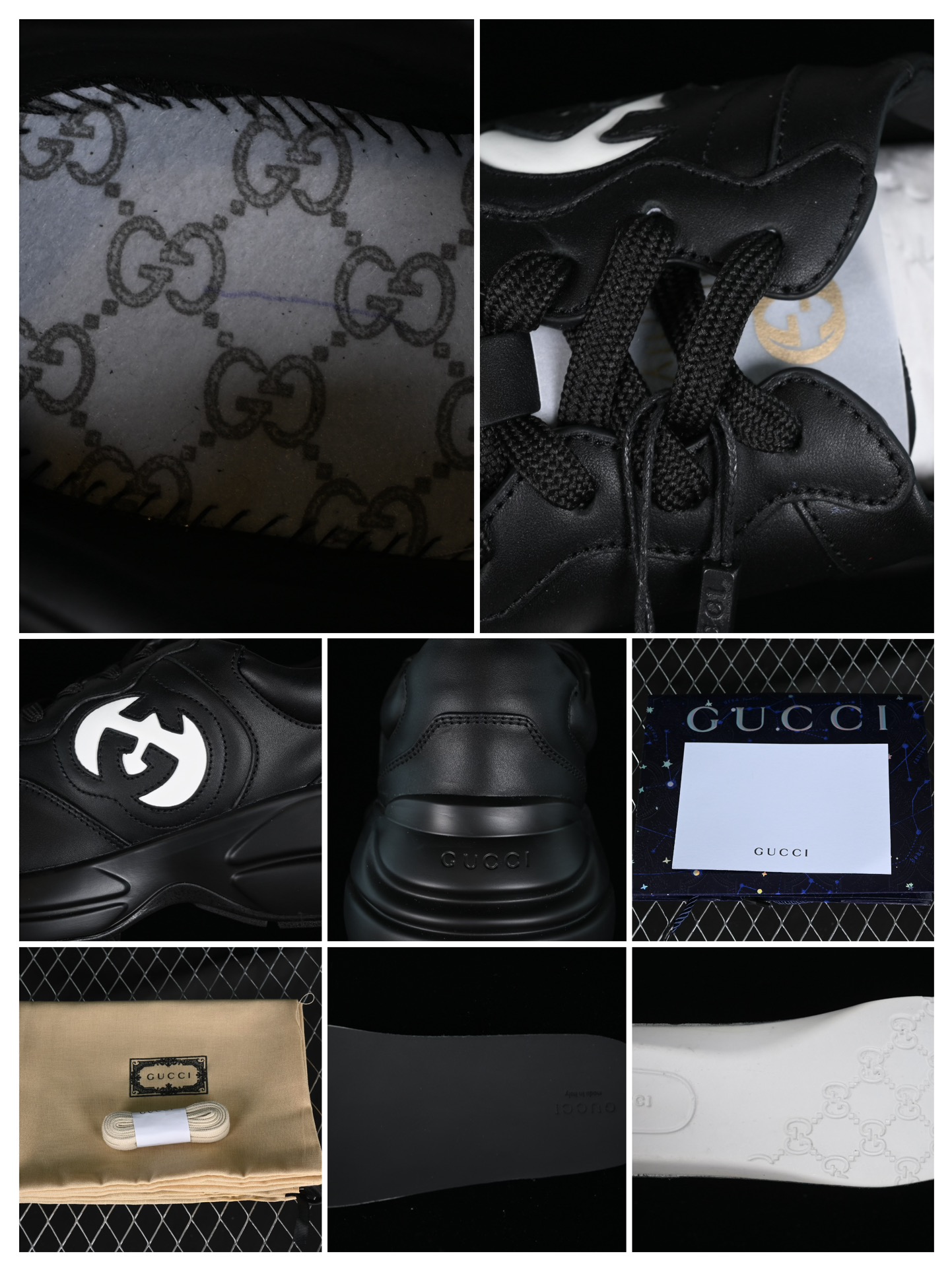 💰600 渠道原装订单 Gucci Rhyton Vintage Trainer Sneaker 古驰老爹5D皮革角状复古慢跑鞋 UPG701057
#原装套装配件官方同源 全套专柜包装物及配件 右脚鞋舌和外盒标嵌入核心防伪芯片装置
#意大利手工代工厂原楦 原面小牛皮,内里小羊皮同源出厂定制真丝绸防尘鞋套袋
#原装雪梨形超软沙绒纸团 细节制造精品 专柜一致双透明贴标,尺码+长度。说明书单独贴附在外盒标上
#原装代工底厂数据复模,配比还原度98%,回弹MD中底,加耐磨TPR耐磨外底(抗磨缓震)
尺码:35 36 37 38 39 40 41 42 43 44 MBJ0
