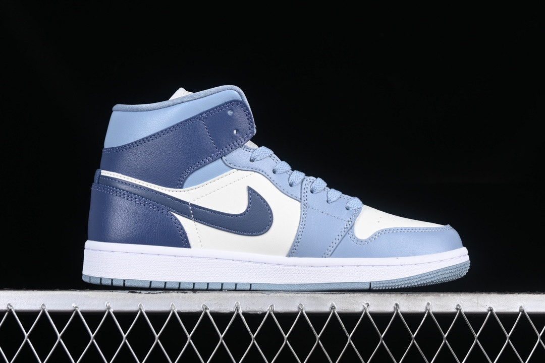 G版纯原AirJordan1MidAJ1乔1白蓝中邦文化休闲板鞋BQ6472-140#市售最高品质原鞋开