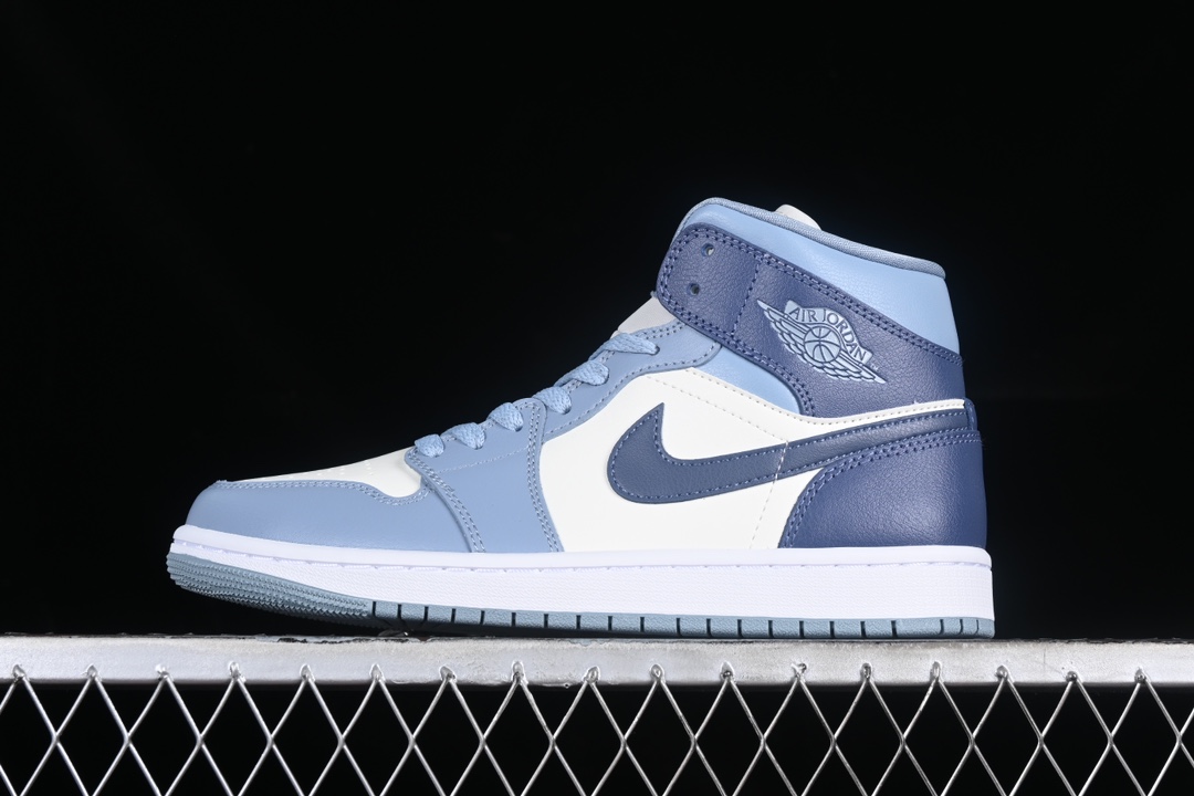 G版纯原AirJordan1MidAJ1乔1白蓝中邦文化休闲板鞋BQ6472-140#市售最高品质原鞋开