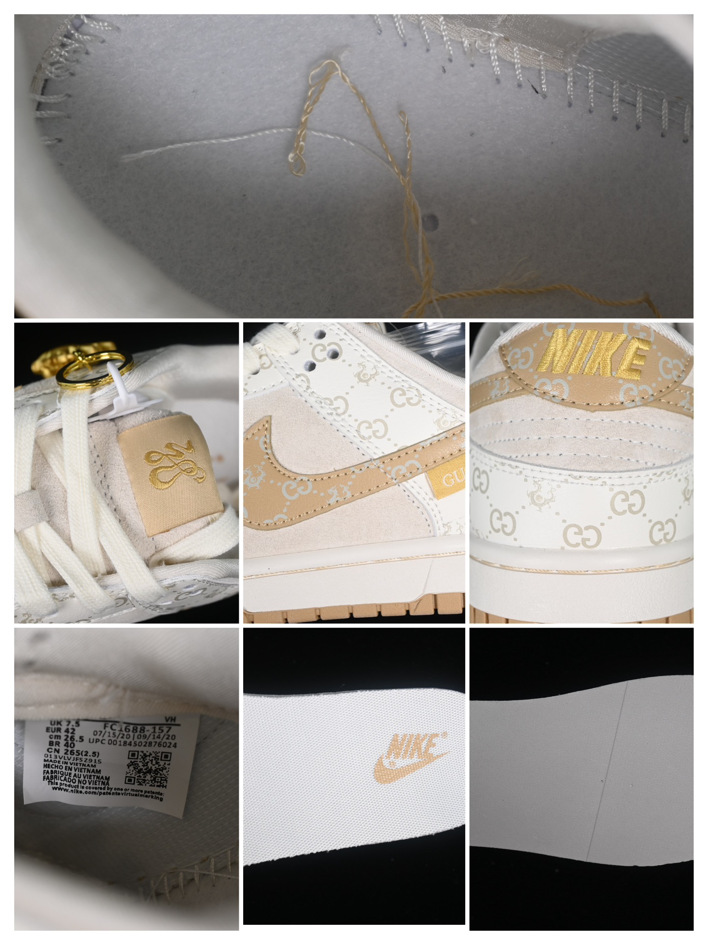 特价🉐💰220
Gucci x Nk Dunk Low 古驰联名创作-黄龙 SB低帮休闲板鞋 FC1688-157
#中国龙为主题,融入意大利设独特的创意和革新,鞋面采用小牛皮印压Gucci LOGO,鞋身搭配头层猪八革面料,再点缀上繁体字"龍",鞋盒采用毛笔字龍加上扇形纹路,更具中国古典风(附带幸运龙镀金挂饰一枚)
尺码:36 36.5 37.5 38 38.5 39 40 40.5 41 42 42.5 43 44 44.5 45 9.D4