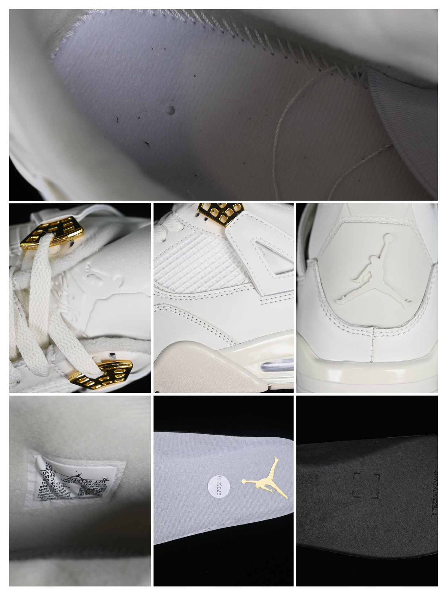 💰280公司级💰380纯原
Air Jordan 4 Retro "Metallic Gold" AJ4 乔4米白金 AQ9129-170
#整体采用大面积白色皮革覆面,金扣点缀,有点儿 OW x Air Jordan 4 的味道了。鞋舌处的飞人 Logo 以压印形式呈现,而非传统的贴布。
尺码:36 36.5 37.5 38 38.5 39 40 40.5 41 42 42.5 43 44 44.5 45 46 47.5 LTD4