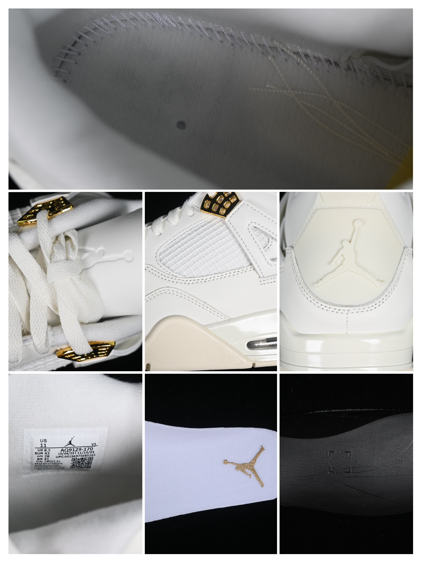 💰190真标💰280公司级💰380纯原💰520顶级
Air Jordan 4 Retro "Metallic Gold" AJ4 乔4米白金 AQ9129-170
#最大50.5码 原厂麂皮 内置小书包保护 外贸顶级专供 全部配色原鞋原尺码开发生产 极致还原 一眼ZP既视感
尺码：40 40.5 41 42 42.5 43 44 44.5 45 45.5 46 47.5 48.5 49.5 50.5 P.F6