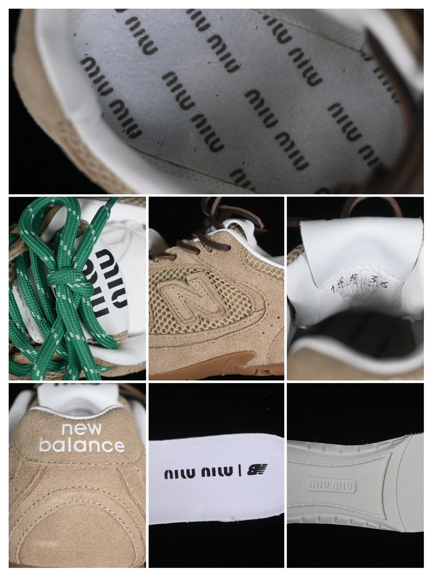 💰340纯原
MiuMiu x New Balance 530系列 意大利奢侈品牌/缪缪联名款低帮经典复古休闲运动慢跑鞋
#鞋款采用解构和轻盈的设计，彷旧的布料包覆着 New Balance 530的轮廓，刻意磨损、不均匀的皮革色调，让波鞋多了不同的个性 这款联名鞋款配有双鞋带设计，包括白色、橙色、棕色和黄色鞋带，营造出随性系起的感觉，为整体感又多了几分 Boyish 以及率性感
尺码：35 36 37 37.5 38 38.5 39.5 40 G.D4