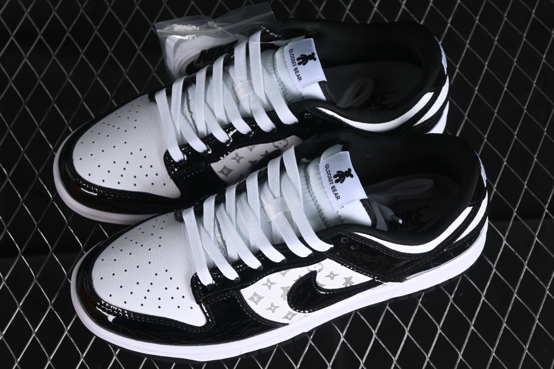 特价 Nk SB Dunk Low LV联名-漆皮黑勾印花 周年高端定制 低帮休闲板鞋 DQ1098-