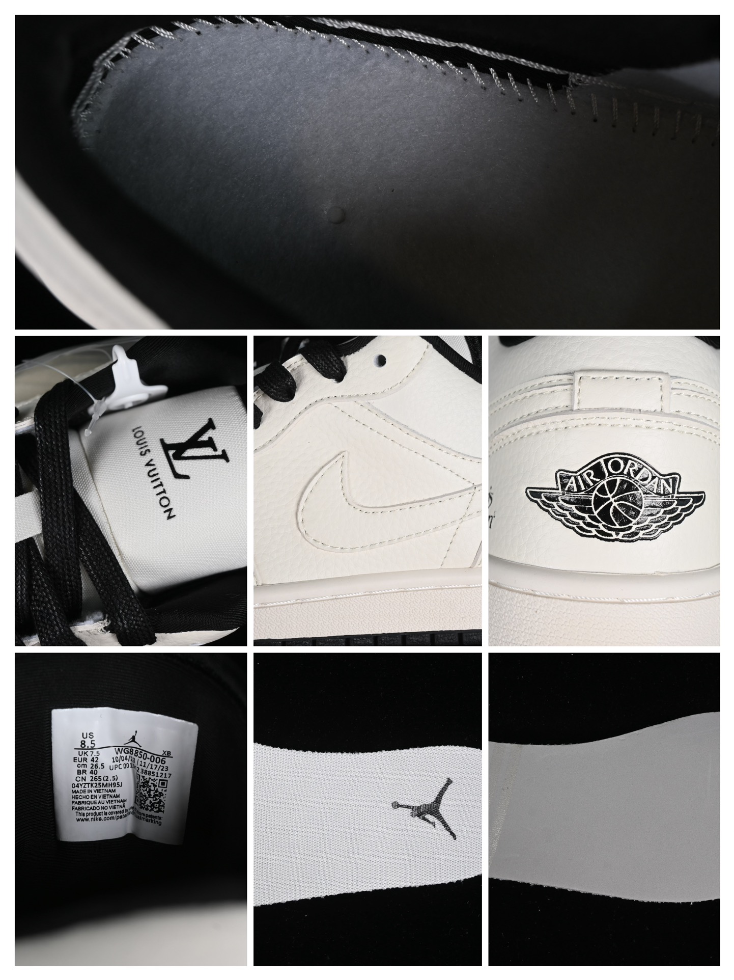 AirJordan1LowAJ1乔1LV联名-米黑脚趾高端定制低帮文化休闲板鞋WG8850-006#定制