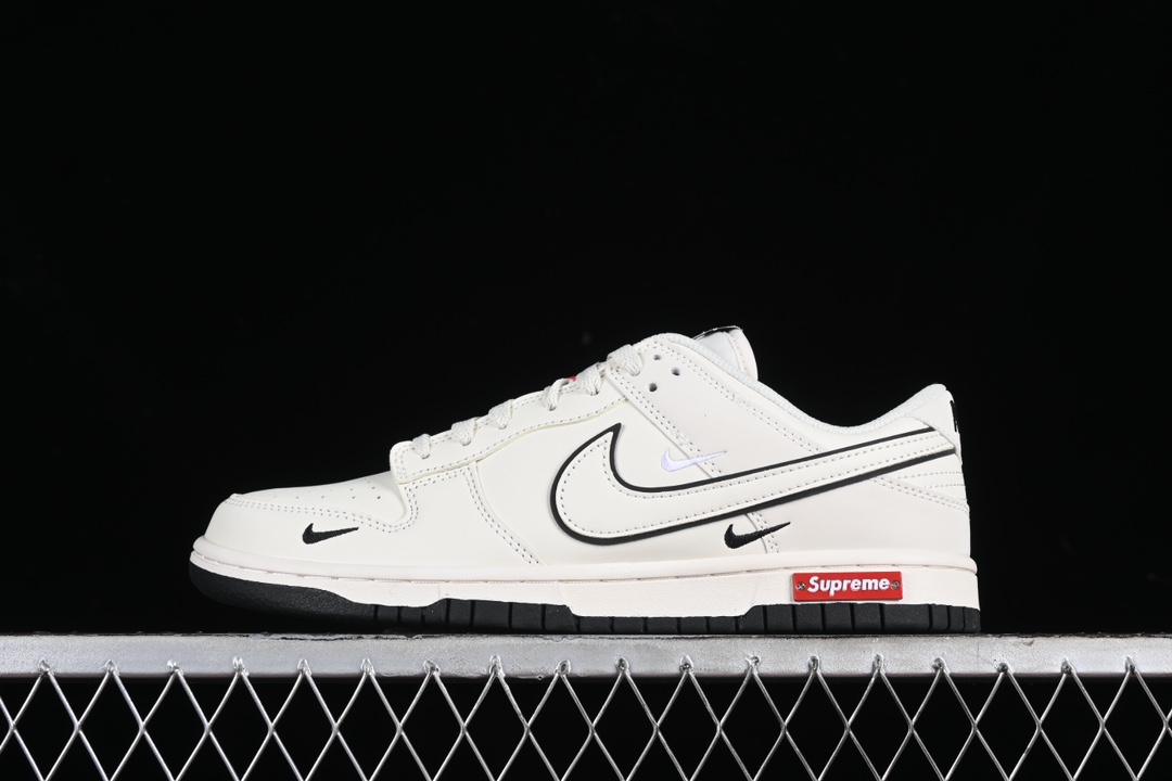  特价 Nk SB Dunk Low Supreme联名-米黑小黑勾 周年高端定制 低帮休闲板鞋 DJ2