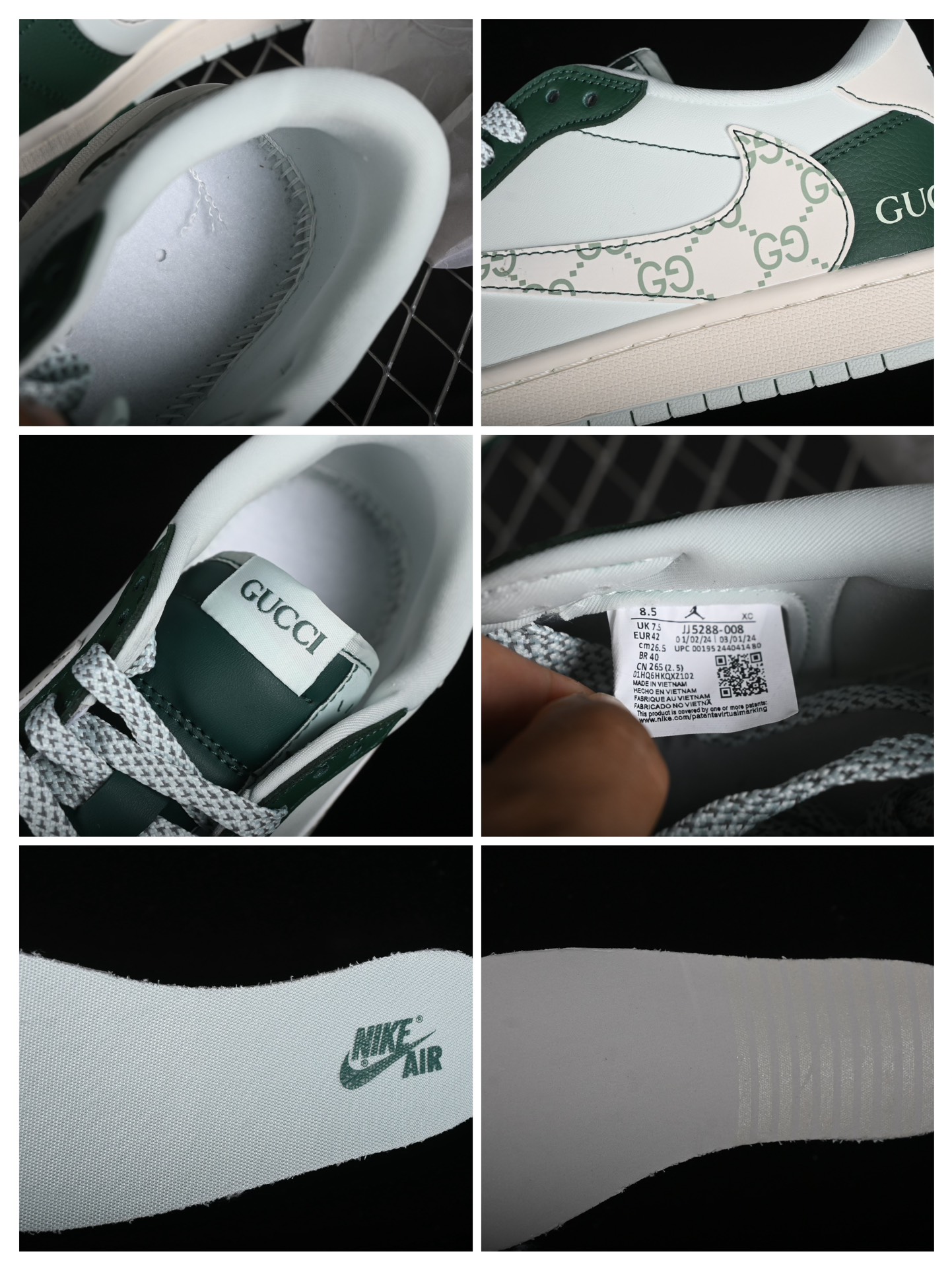 特价🉐💰210
Travis Scott x Fragment Design x Air Jordan 1 Low OG SP AJ1 乔1 古驰联名-帝王绿 低帮文化休闲板鞋 JJ5288-008
#多方联名合作融合了Travis Scott 独特的音乐风格,藤原浩个性的设计风格以及Jordan品牌的经典元素 使其成为一双具有独特身份和价值的鞋子 清新而立体的外观加上联名标识更突出了其独特身份 这种配色方案显示出活力和时尚感 在视觉上引人注目 鞋身的质感和细腻的细节处理使其显得高端而格调十足 这款“倒钩”联名是设计与创意完美结合 融合多方的个性风格是一款备受瞩目的潮流鞋款
尺码:36 36.5 37.5 38 38.5 39 40 40.5 41 42 42.5 43 44 44.5 45 9.D4