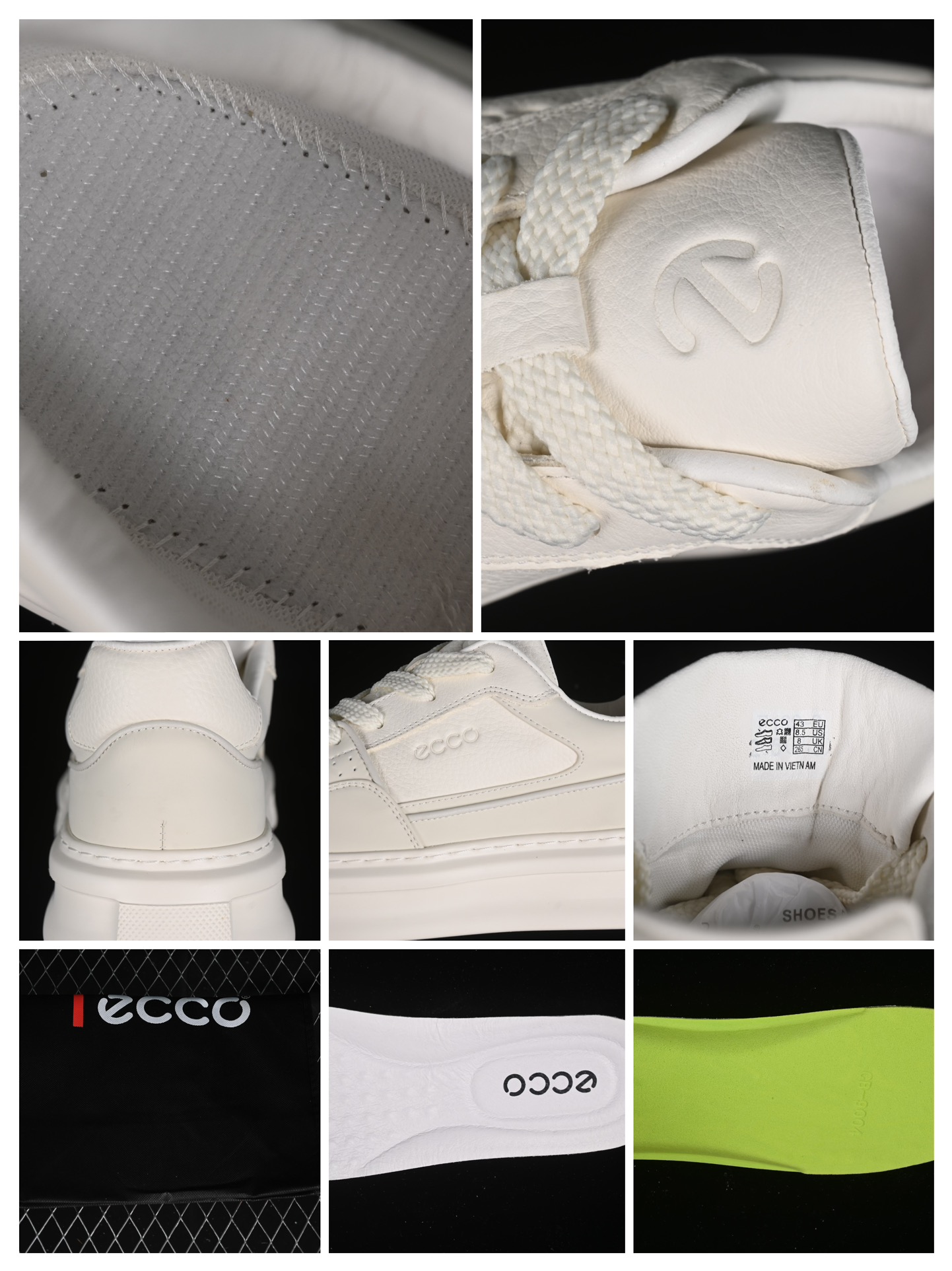 💰340纯原
Ecco 爱步2024新款时尚简约百搭真皮小白鞋 61881301002
#臻选牛皮柔软透气 采用牛皮和柔软织物衬里 提供舒适透气的穿着体验 简约系带设计，可自由调节松紧 随时随地自在出行 拼色设计为整体造型增添活力 时尚随搭 橡胶大底，轻盈缓震，舒适回弹，抓地耐磨 增高厚底 轻松成为街头焦点
尺码：38 39 40 41 42 43 皮鞋码 T.E5