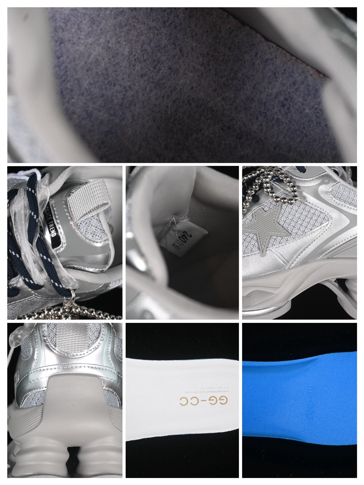 💰260纯原
GG-CC 明星同款 绑带镂空老爹鞋 G25X269灰色
#镂空鞋面 侧边绑带 三层组合月牙底 柔软有弹性的月牙底和增加舒适度显腿长的5cm内增高
尺码：35 36 37 38 39 40 AJD4