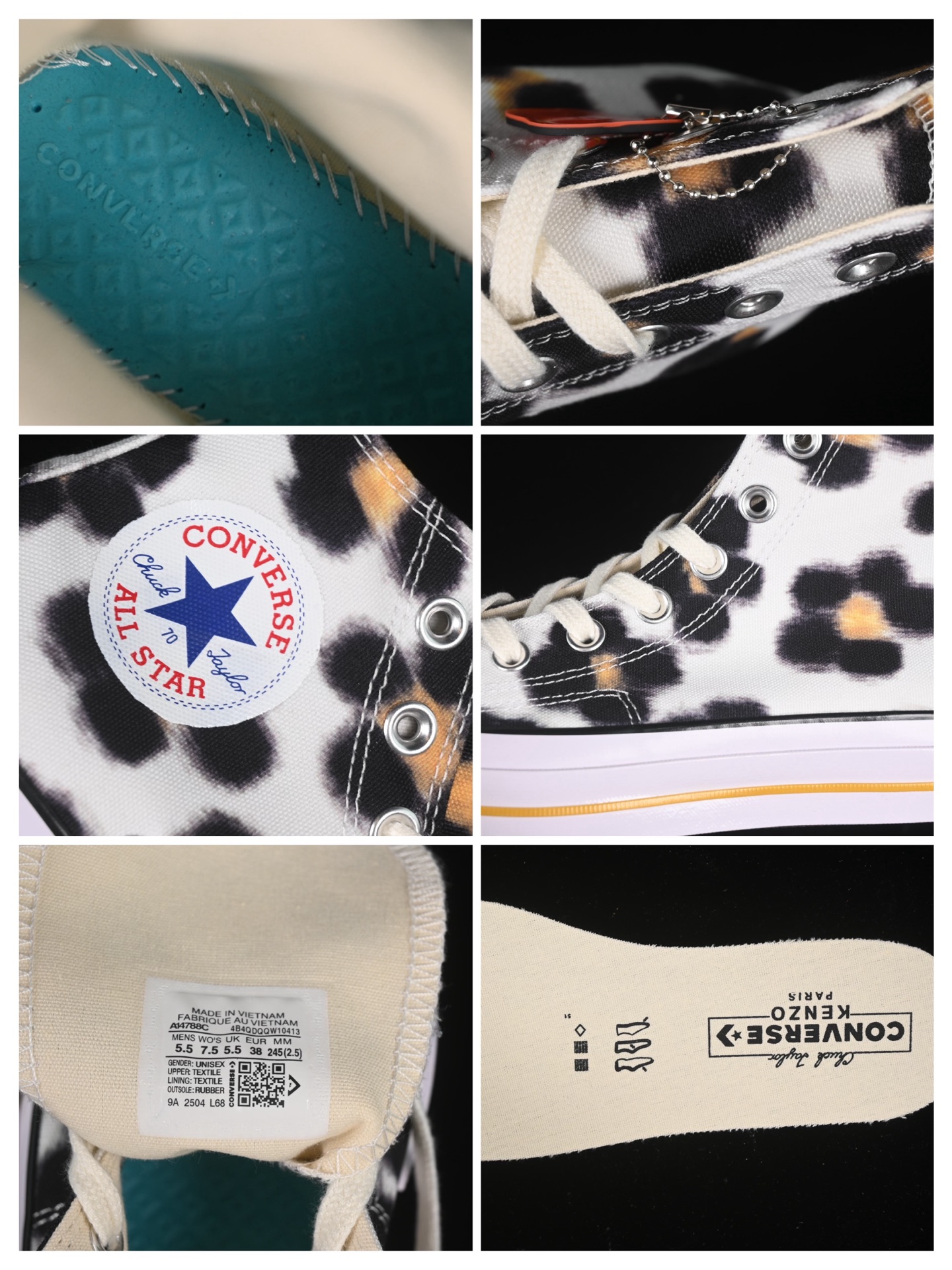 💰140纯原
Kenzo x Converse Chuck Taylor Ox Hana Leopard Cypress 联名款 米黑色高帮休闲板鞋 A14788C
尺码：35 36 36.5 37 37.5 38 39 39.5 40 41 41.5 42 42.5 43 44 M.C3