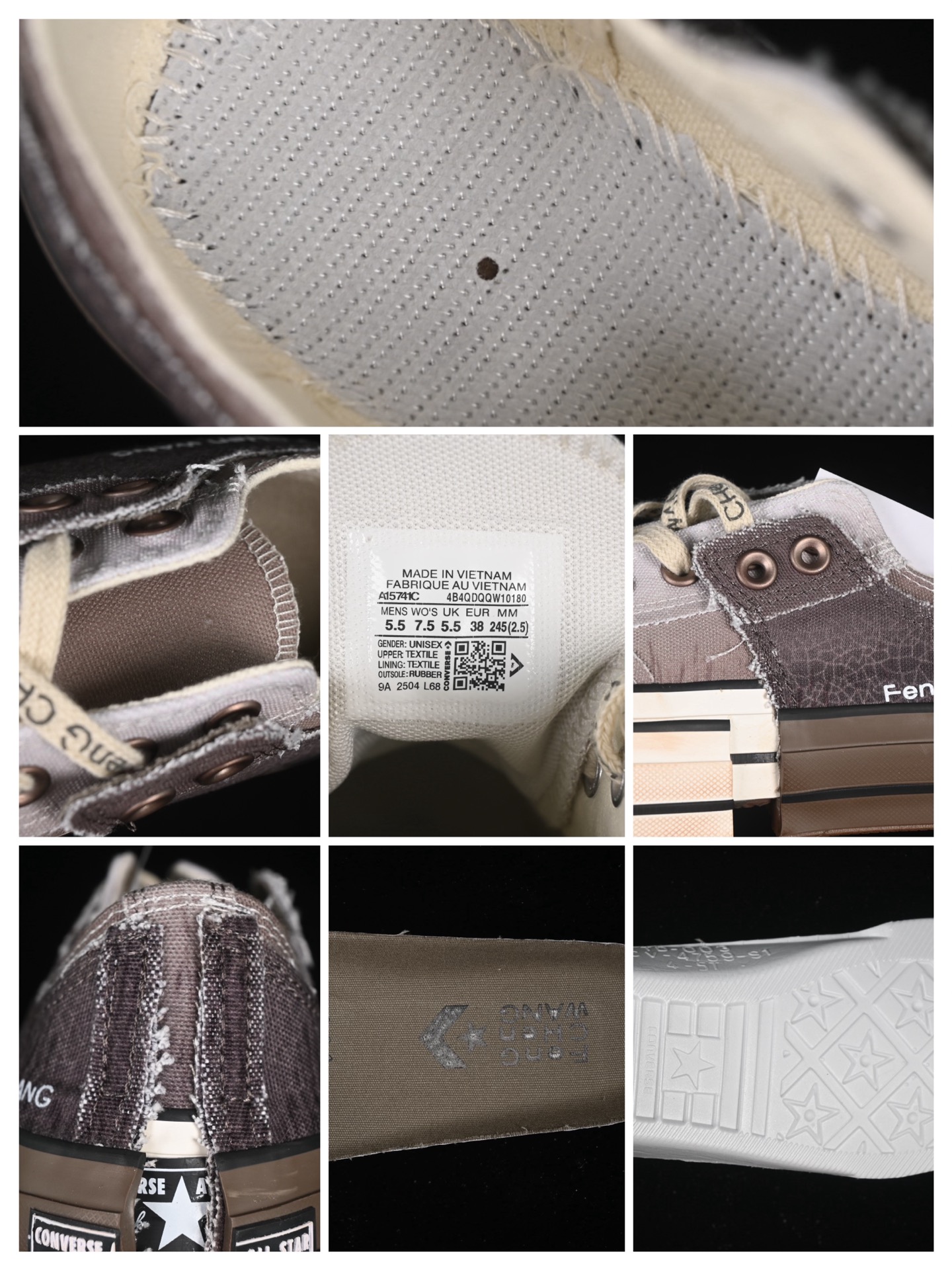 💰190纯原
Feng Chen Wang X Converse Chuck 70 Low 中国设计师联名低帮休闲板鞋 A15741C
#Chuck 70概念鞋在纽约时装周的19春夏男装展示会上亮相，以细致的解构和精致的重组为特色，并配有手绘细节。五年后，王逢陈展示了自己视觉的最新发展——Chuck 70 2-in-1 低帮帆布鞋。该款鞋款以“两个”为重点，搭配帆布覆面、双层胶带和改性外底，分为四个象限。这一设计雄辩地展示了王视觉的双重性，为佩戴者提供了在结构化结构中增强的灵活性。
尺码：35 36 36.5 37 37.5 38 39 39.5 40 41 41.5 42 42.5 43 44 M.C3