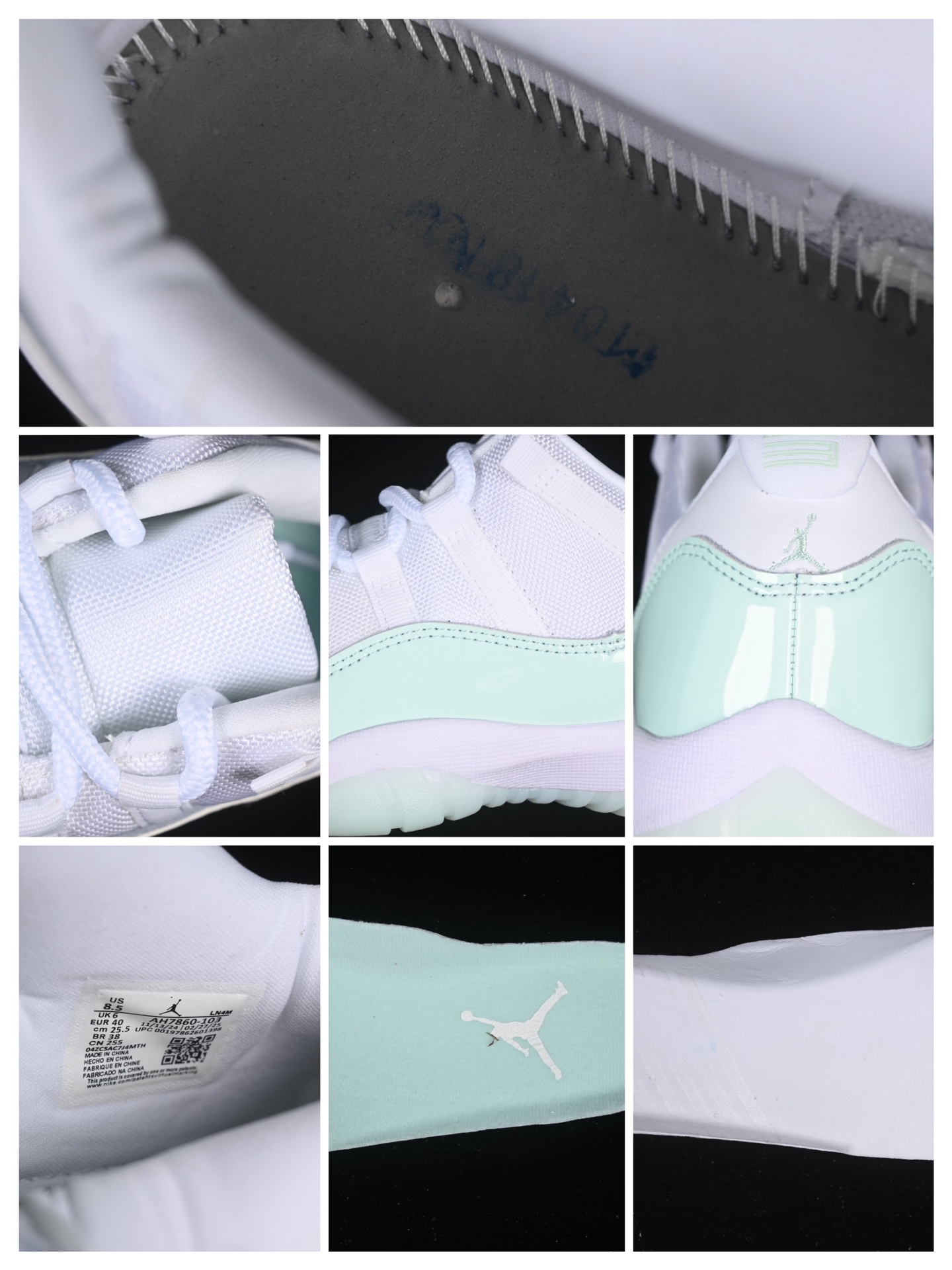  Air Jordan 11 Low Lgloo AJ11 乔11薄荷绿 AH7860-103
尺码：