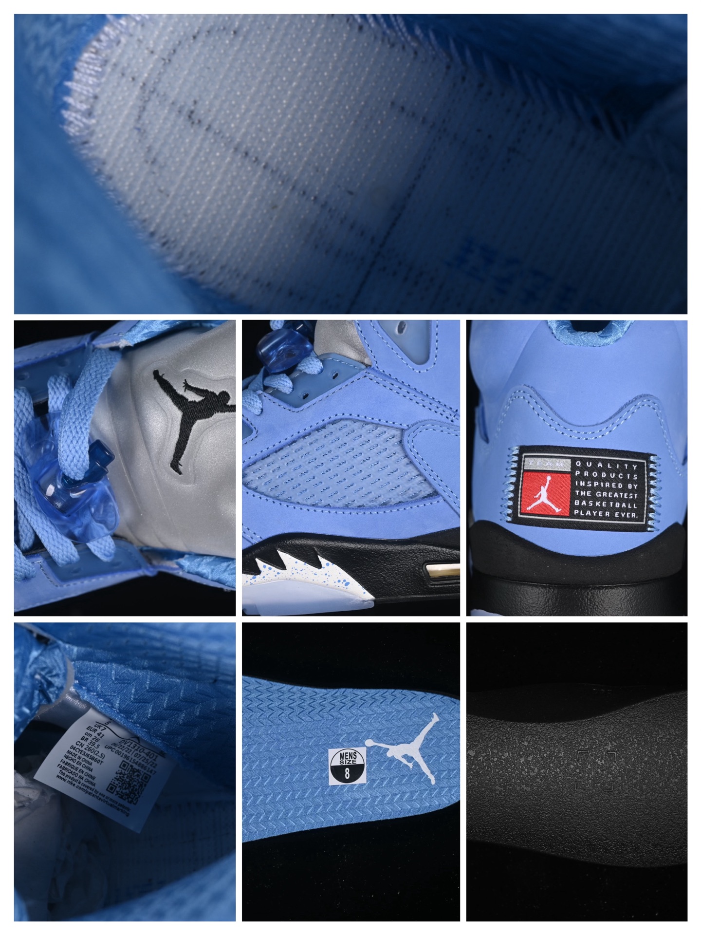 💰520纯原
Air Jordan 5 "University Blue" AJ5 乔5北卡蓝 DV1310-401
#鞋款鞋面覆盖大面积皮革材质,内衬升级为具有光泽感的织物,从鞋面到鞋垫均采用大学蓝配色,营造出清爽有质感的视觉外观。
尺码:40 40.5 41 42 42.5 43 44 44.5 45 46 47.5 B.G7