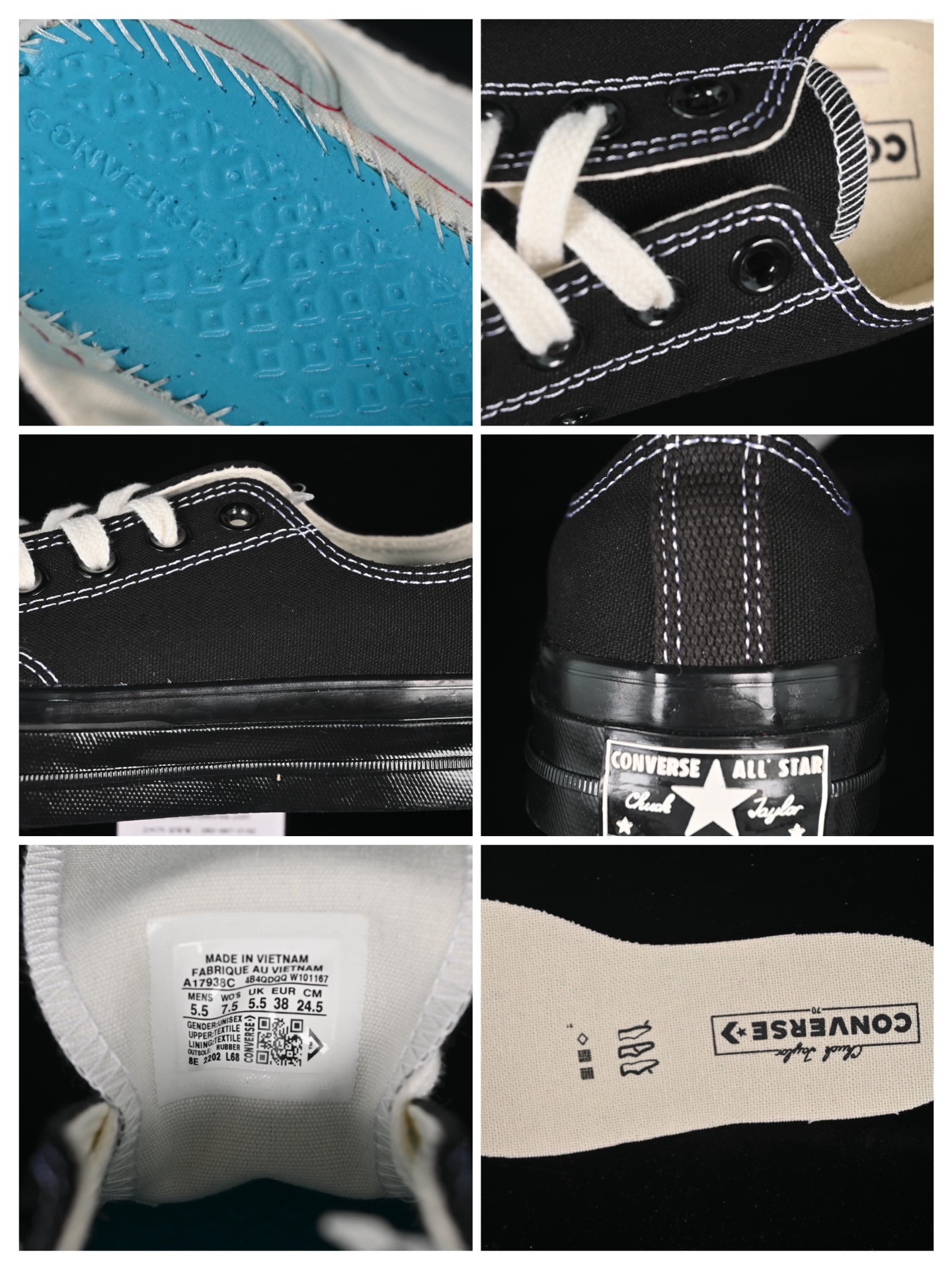 💰140纯原
Converse Chuck 1970s 匡威官方新款 黑武士 低帮休闲板鞋 A17938C
#工艺：硫化1:1（重量1:1、真标、原钢印、材质标、鞋型标、合格证）
尺码：35 36 36.5 37 37.5 38 39 39.5 40 41 41.5 42 42.5 43 44 M.C3