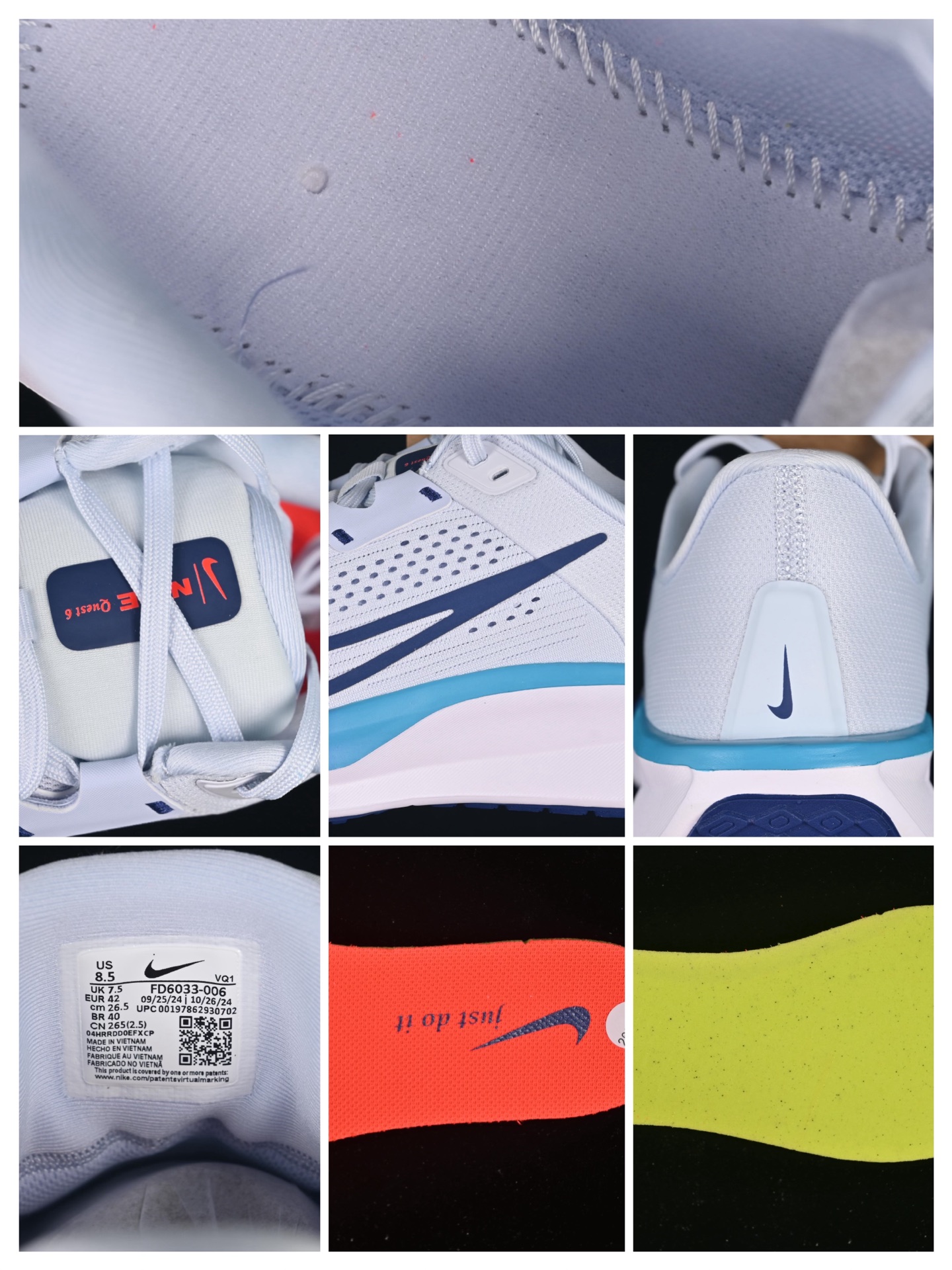  Nike Quest 6 耐克极致系列减震轻便跑鞋 FD6033-006
尺码：39 40 40.5