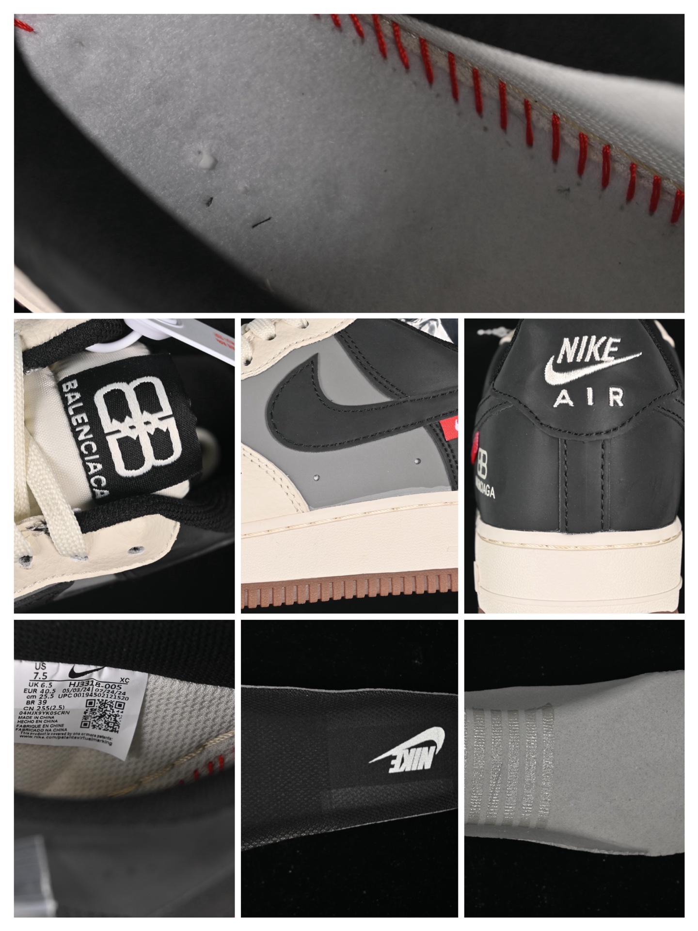 💰280纯原
 Nike Air Force 1'07 Low 联名 米灰黑生胶 空军一号低帮休闲板鞋 HJ3318-005
#原楦头原纸板 原装鞋盒 定制五金配件 内置全掌气垫 原厂鞋底
尺码：36 36.5 37.5 38 38.5 39 40 40.5 41 42 42.5 43 44 44.5 45 9.D4