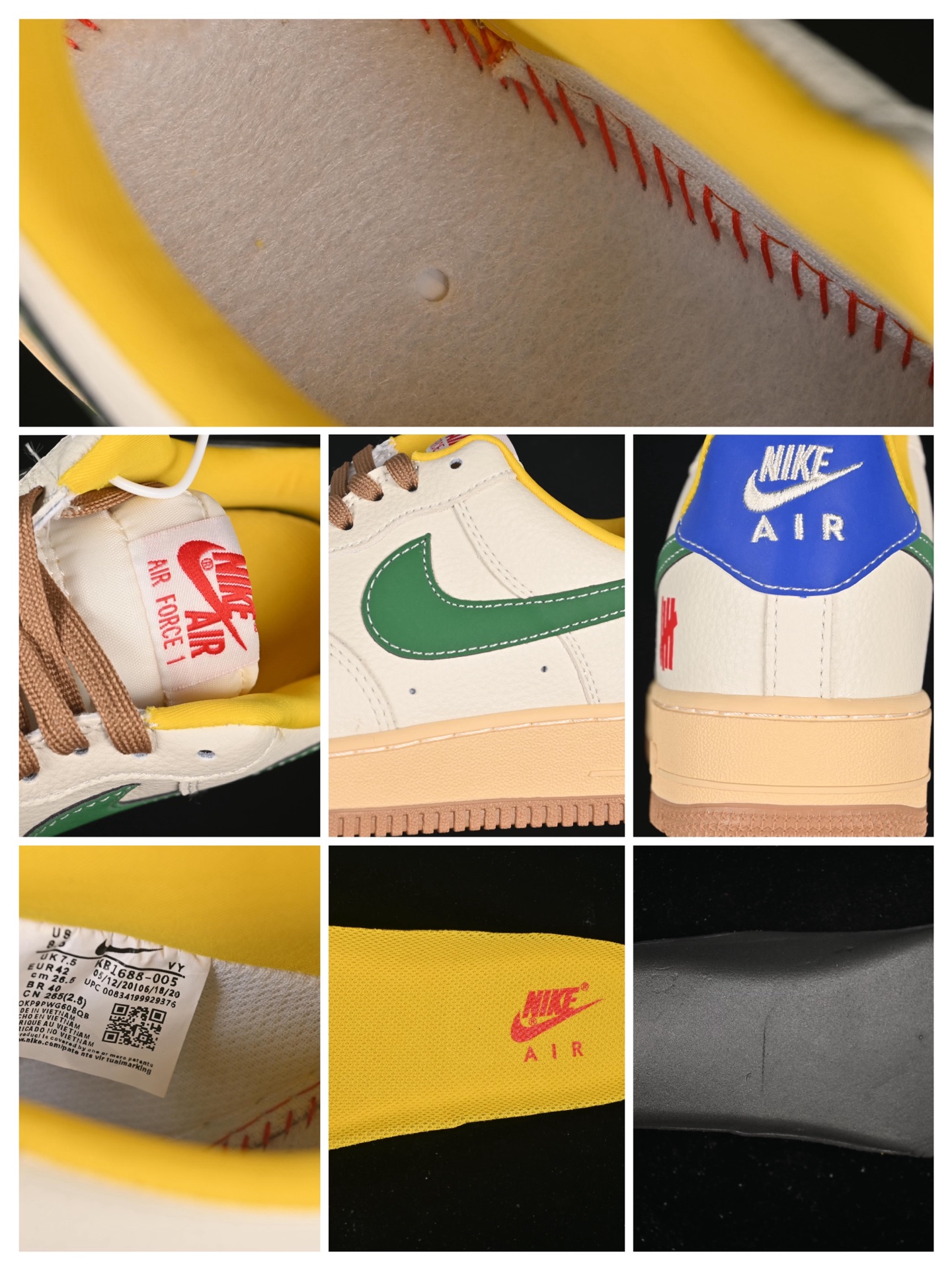 💰300纯原
Nike Air Force 1'07 Low UN联名 多彩拼接 空军一号低帮休闲板鞋 KB1688-005
#原楦头原纸板 原装鞋盒 定制五金配件 内置全掌气垫 原厂鞋底
尺码：36 36.5 37.5 38 38.5 39 40 40.5 41 42 42.5 43 44 44.5 45 9.D4