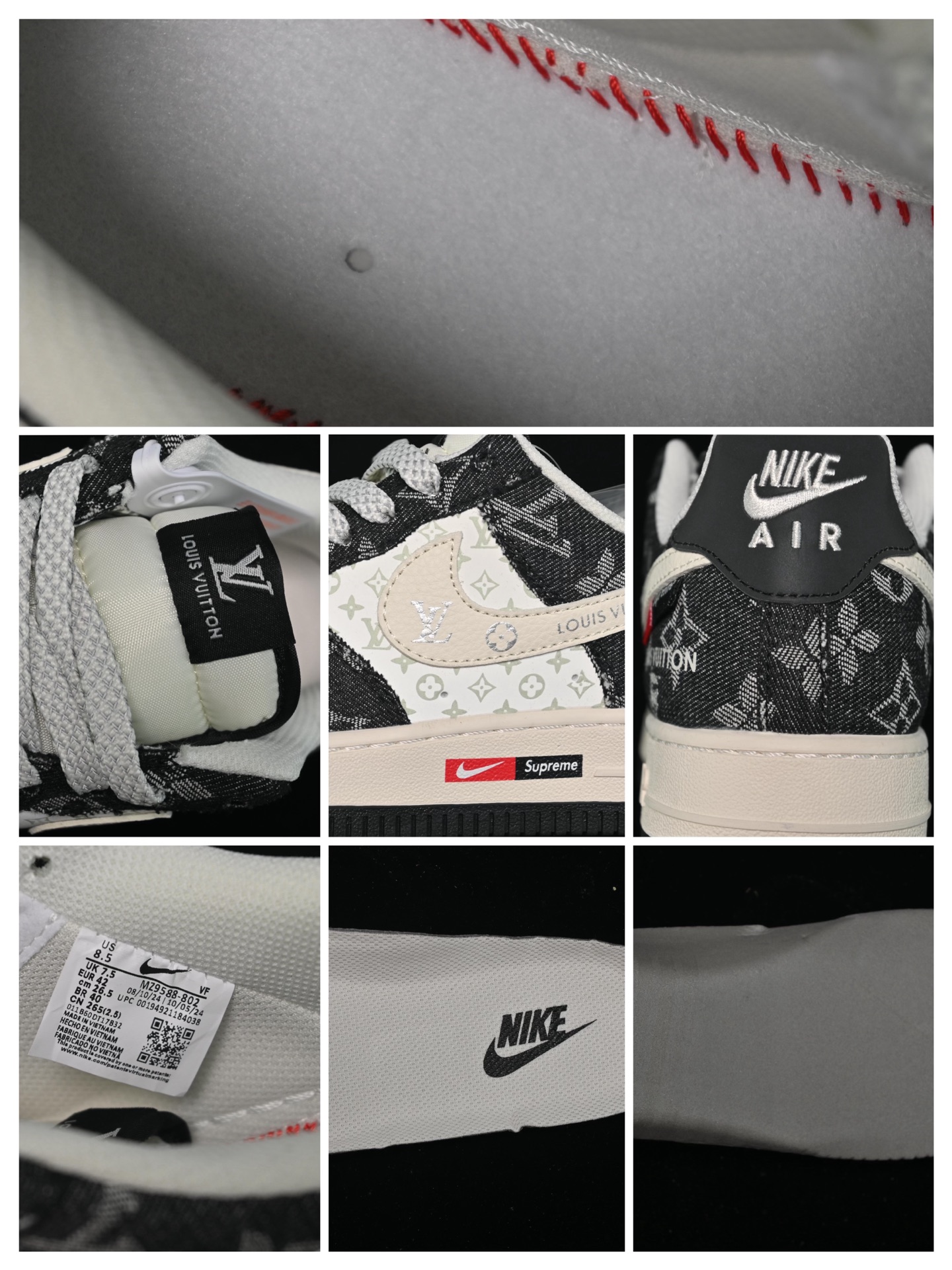 💰280纯原
 Nike Air Force 1'07 Low LV联名 牛仔米白黑 空军一号低帮休闲板鞋 MZ9588-802
#原楦头原纸板 原装鞋盒 定制五金配件 内置全掌气垫 原厂鞋底 
尺码：36 36.5 37.5 38 38.5 39 40 40.5 41 42 42.5 43 44 44.5 45 9.D4