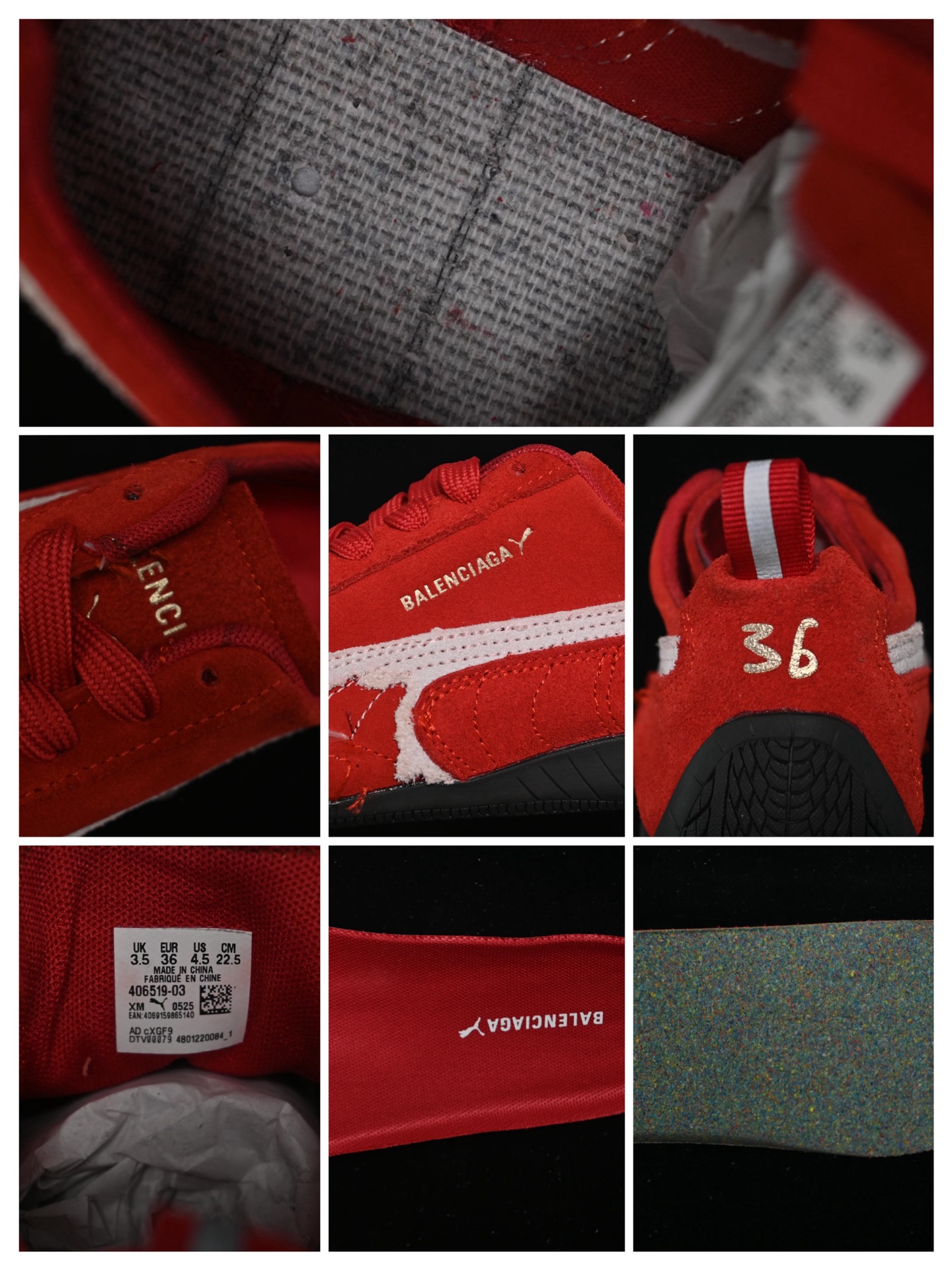 💰240纯原
The Open Product x Puma Speedcat 巴黎世家联名 极速赛车系列彪马低帮生活休闲鞋 406519-03
#注意!!! 注意!!!  此款商标处 线头原版预留 修剪不能退换
尺码：36 37 37.5 38 38.5 39 40 40.5 41 42 42.5 43 44 44.5 45 3.D4