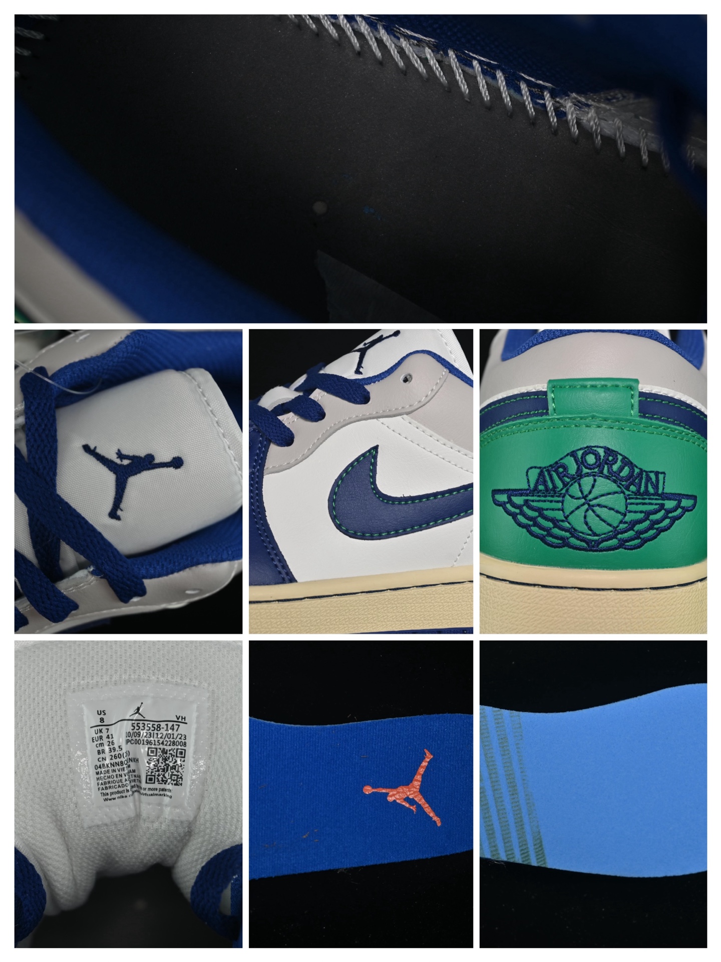 💰160真标💰200公司级💰240纯原
 Air Jordan 1 Low AJ1 乔1蓝绿拼色 低帮文化休闲板鞋 553558-147
尺码：36 36.5 37.5 38 38.5 39 40 40.5 41 42 42.5 43 44 44.5 45 46 ZZC3