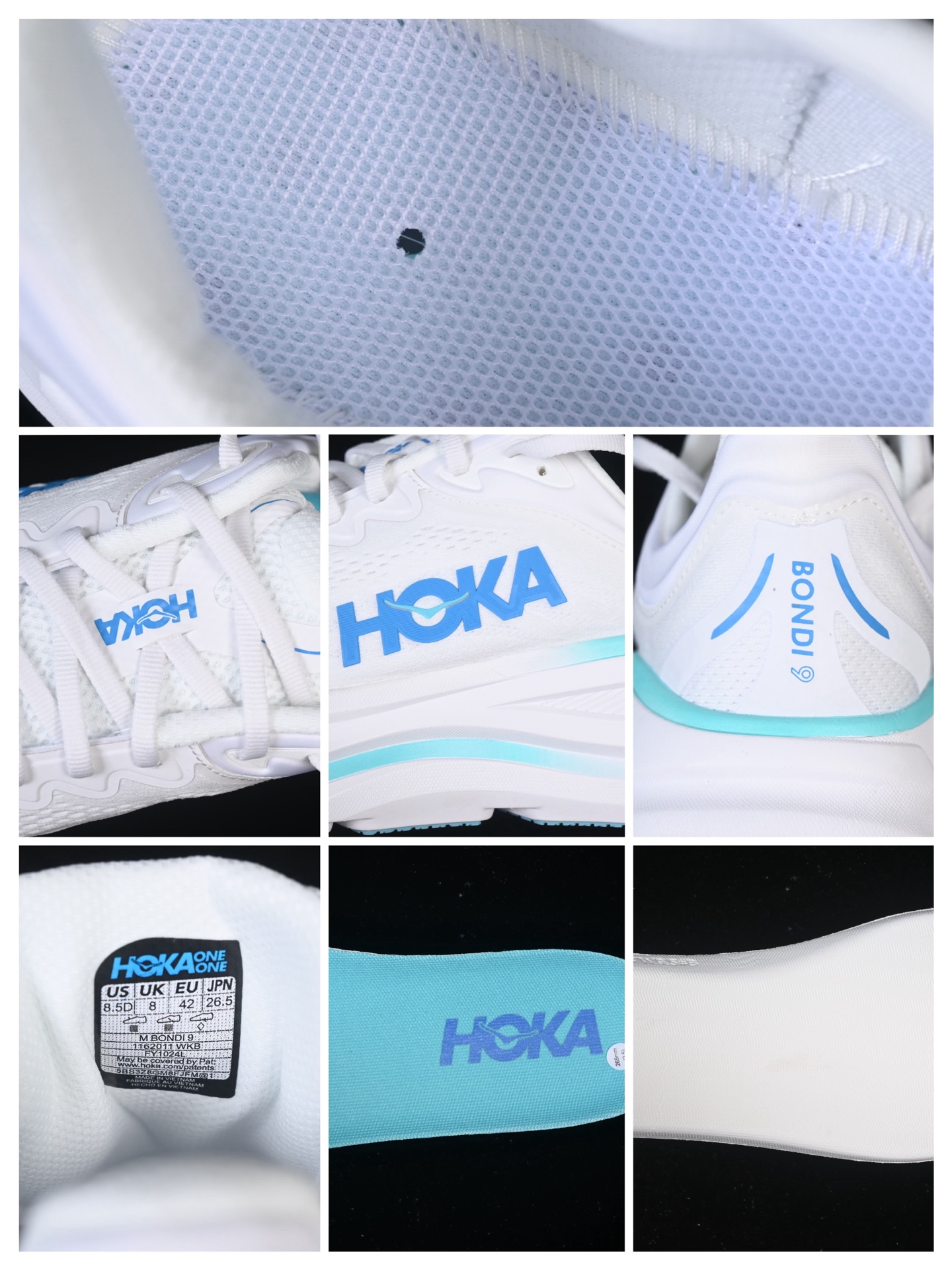 💰220纯原
 HOKA ONE ONE Bondi 9 机能缓震跑鞋 1162011 WKB
#鞋面部分采用工程网眼面料，可以确保必要的透气性能。使用了全新的莱卡橡筋，这大大提升了鞋面的硬度，由此增加鞋面的支撑性能。后掌33mm、前掌29mm的超厚Soft EVA中底，比传统的EVA材料还要柔软30%
尺码：39 40 40.5 41 42 42.5 43 44 44.5 45 46 7+D4