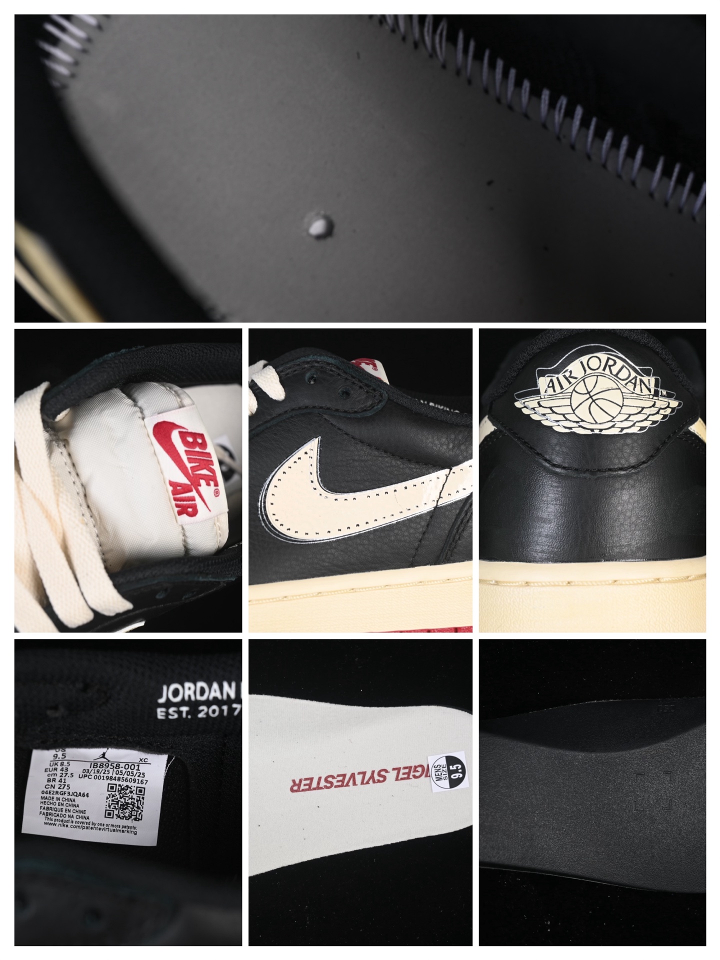 💰340外贸版 Nigel Sylvester x Air Jordan 1 Low AJ1 乔1联名 低帮文化休闲板鞋 IB8958-001
#鞋款延续 Nigel标志性风格，映入眼帘之时，仿佛自带故事。做旧外底与鞋面刻意打造的磨损细节，生动诠释“运动生活”理念。鞋头侧面增添了耐克勾勾刺绣标识点缀，鞋身以设计线条围绕，象征着臻于完美所需的进化、重复与精准工艺。无论是骑行、篮球还是社群建设，这些细节是为挚爱之事倾注热情的生动写照。
尺码：40 40.5 41 42 42.5 43 44 44.5 45 46 47.5 WMD4