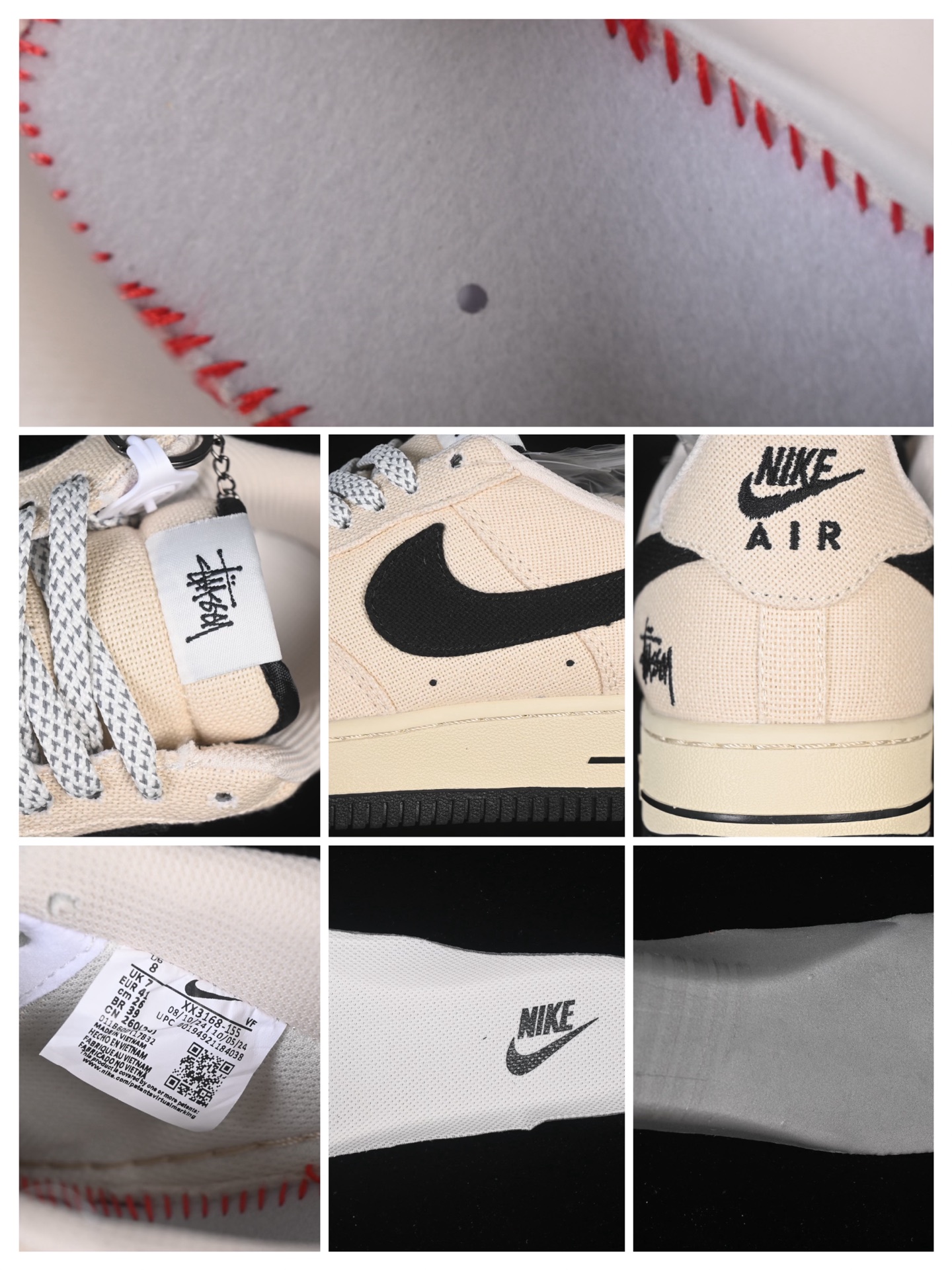 💰280纯原
Nike Air Force 1'07 Low 斯图西联名 米黑帆布 空军一号低帮休闲板鞋 XX3168-155
#原楦头原纸板 原装鞋盒 定制五金配件 内置全掌气垫 原厂鞋底 
尺码：36 36.5 37.5 38 38.5 39 40 40.5 41 42 42.5 43 44 44.5 45 9.D4