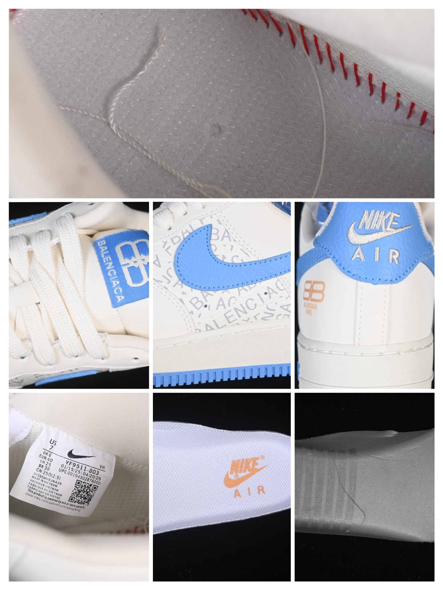 💰300纯原
 Nike Air Force 1'07 Low 巴黎世家联名 白蓝金 空军一号低帮休闲板鞋 YF9511-803
#原楦头原纸板 高端定制鞋盒 原厂鞋底 超高清洁度 细节完美
尺码：36 36.5 37.5 38 38.5 39 40 40.5 41 42 42.5 43 44 44.5 45 9.D4