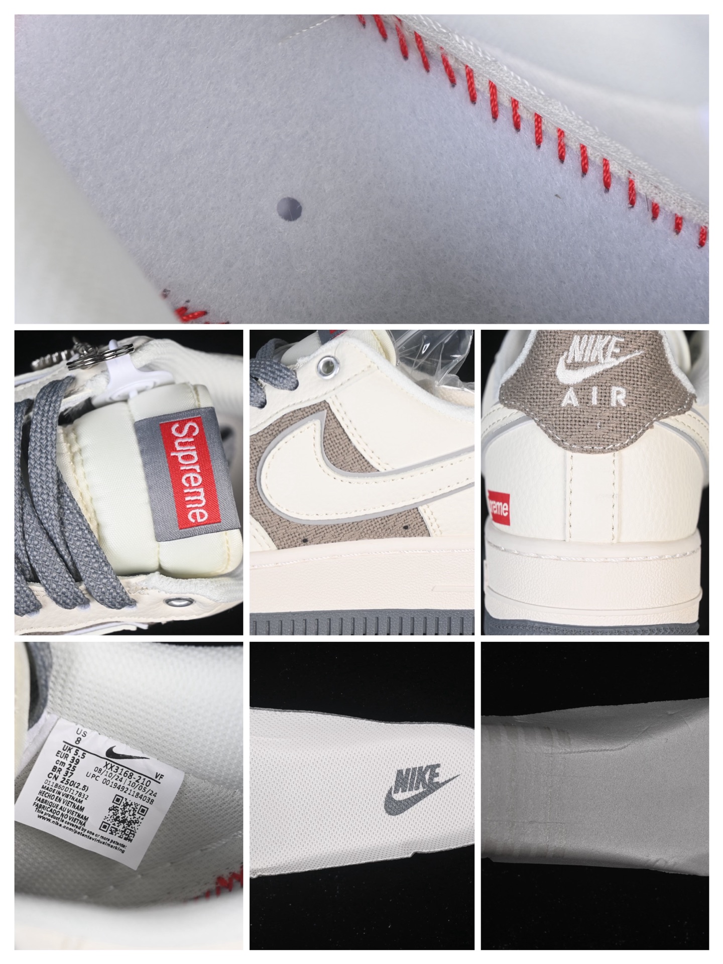 💰280纯原
Nike Air Force 1'07 Low Supreme联名 米灰帆布 空军一号低帮休闲板鞋 XX3168-210
#原楦头原纸板 原装鞋盒 定制五金配件 内置全掌气垫 原厂鞋底
尺码：36 36.5 37.5 38 38.5 39 40 40.5 41 42 42.5 43 44 44.5 45 9.D4