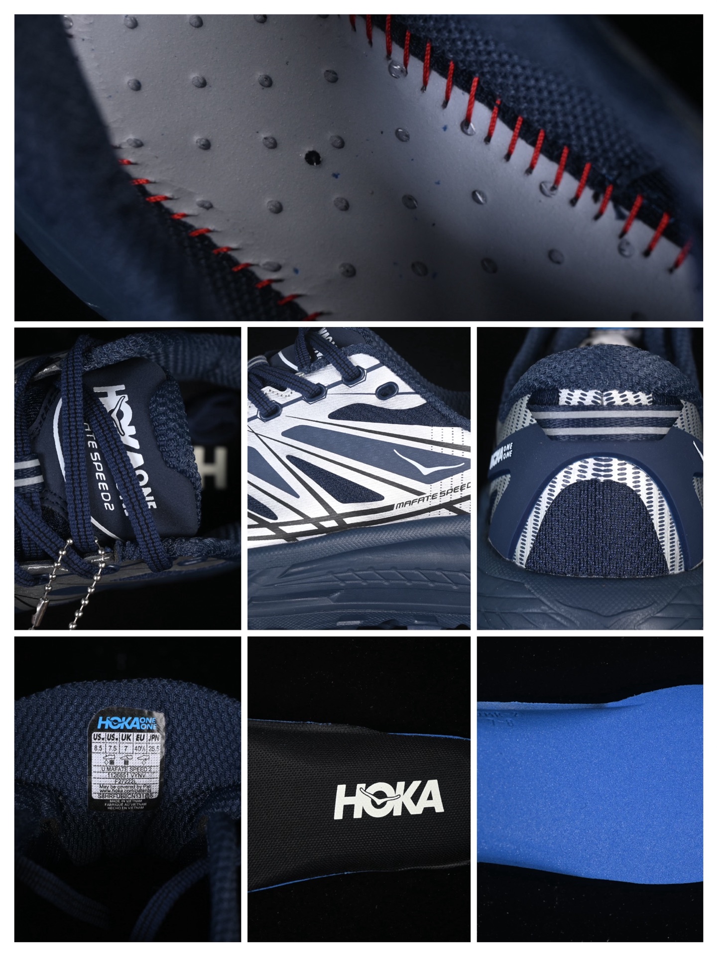 💰240纯原
 Hoka Mafate Speed 2 马法特二代超轻厚底轻量山地跑步鞋 1126851 VYNV
#轻量化材料Fresh Foam。超轻量中底全部用料过3C认证！ 滚动平衡科技减少33%能量消耗 ！第二代Mafate更是延续精髓设计，并调整了整体的鞋型，修身的鞋型，更加灵巧的感觉一下子来了。外底韧弹感十足的EVA泡绵，结合Vibram橡胶大底，性能稳定输出，无论是平时穿着还是在潮湿的梅雨季节跑步，都是非常优秀的搭配。
尺码：36 36.5 37 38 38.5 39 40 40.5 41 42 42.5 43 44 45 X.D4