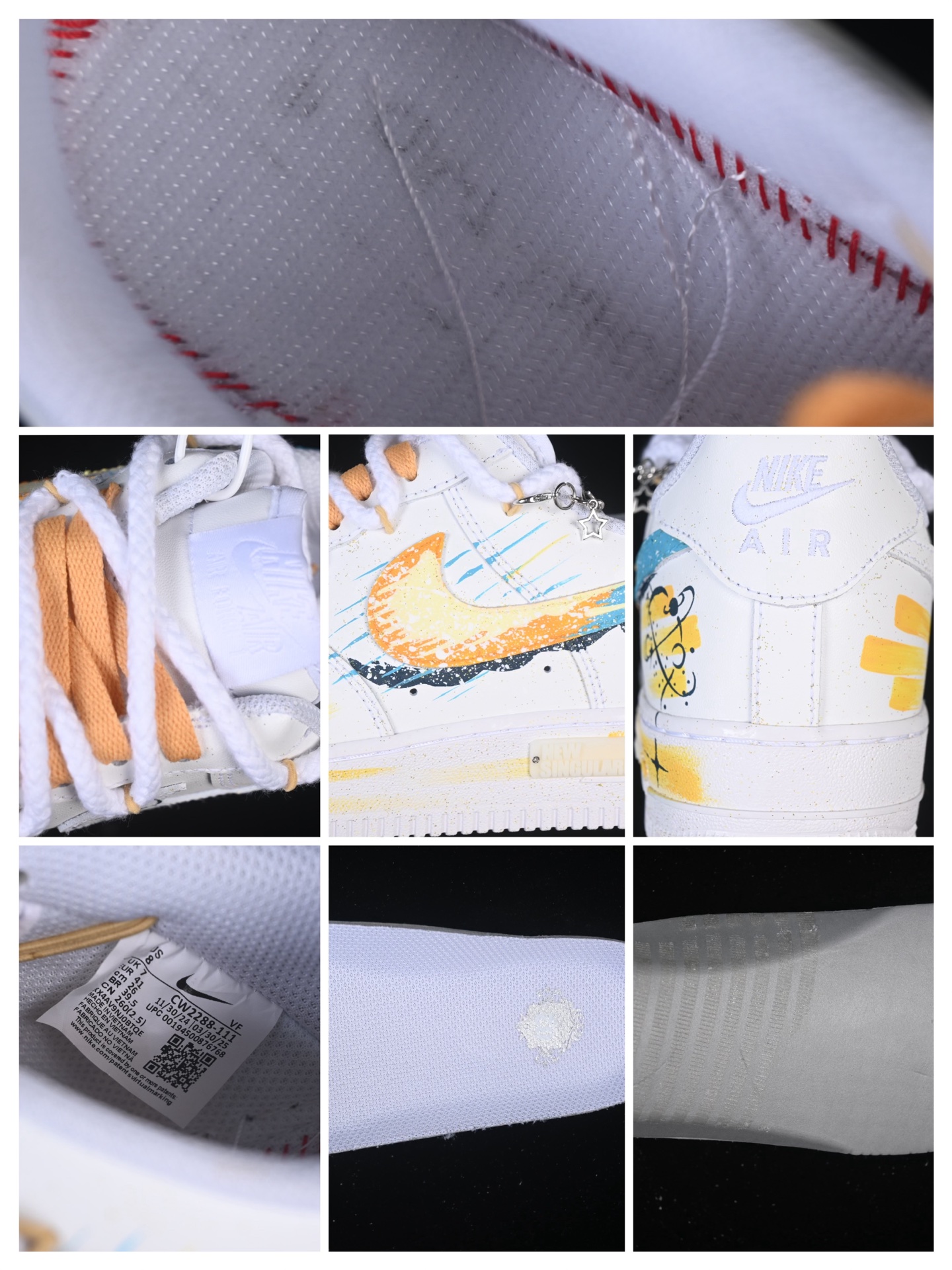 💰300纯原
Nike Air Force 1'07 Low "Leo" 手绘涂鸦十二星座系列 狮子座 空军一号低帮休闲板鞋 星座723-822
#以狮子座为灵感核心。鞋身通过创意手绘，以牛皮革为载体，手绘涂鸦尽显个性，将狮子座元素巧妙融入，黄蓝等色彩交织如星芒闪耀。它不仅延续了 Air Force 1 舒适百搭的特质，更借由星座创意，为休闲穿搭注入独特的“狮子座”能量，成为彰显自我、兼具潮流与个性的吸睛单品
尺码：36 36.5 37.5 38 38.5 39 40 40.5 41 42 42.5 43 44 44.5 45 9.D4