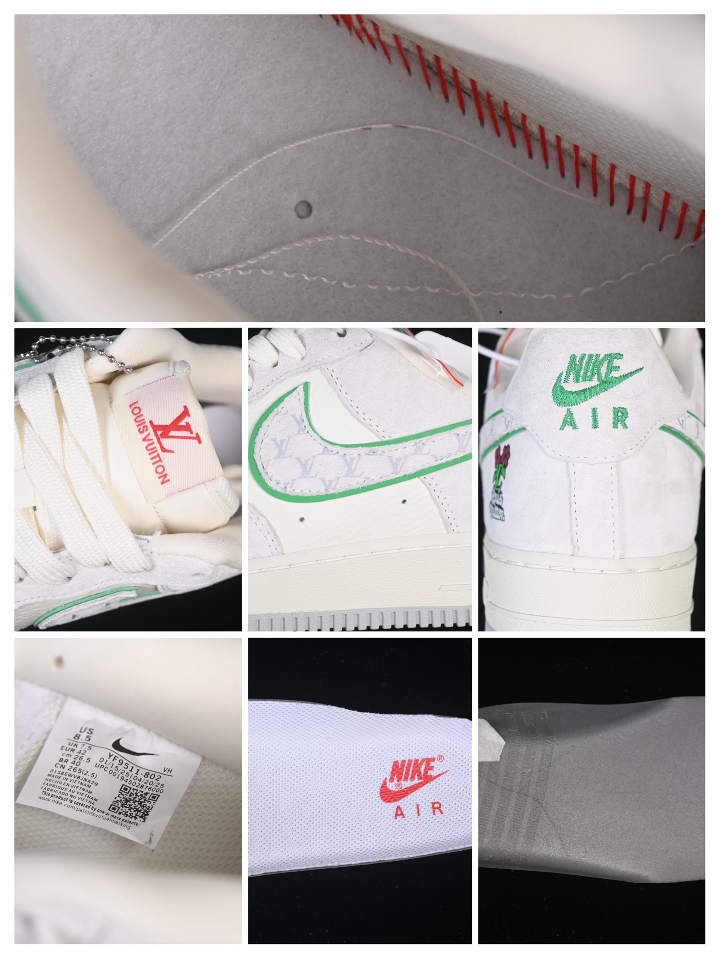 💰300纯原
 Nike Air Force 1'07 Low LV联名 白灰红 空军一号低帮休闲板鞋 YF9511-802
#原楦头原纸板  高端定制鞋盒 原厂鞋底 超高清洁度 细节完美
尺码：36 36.5 37.5 38 38.5 39 40 40.5 41 42 42.5 43 44 44.5 45 9.D4