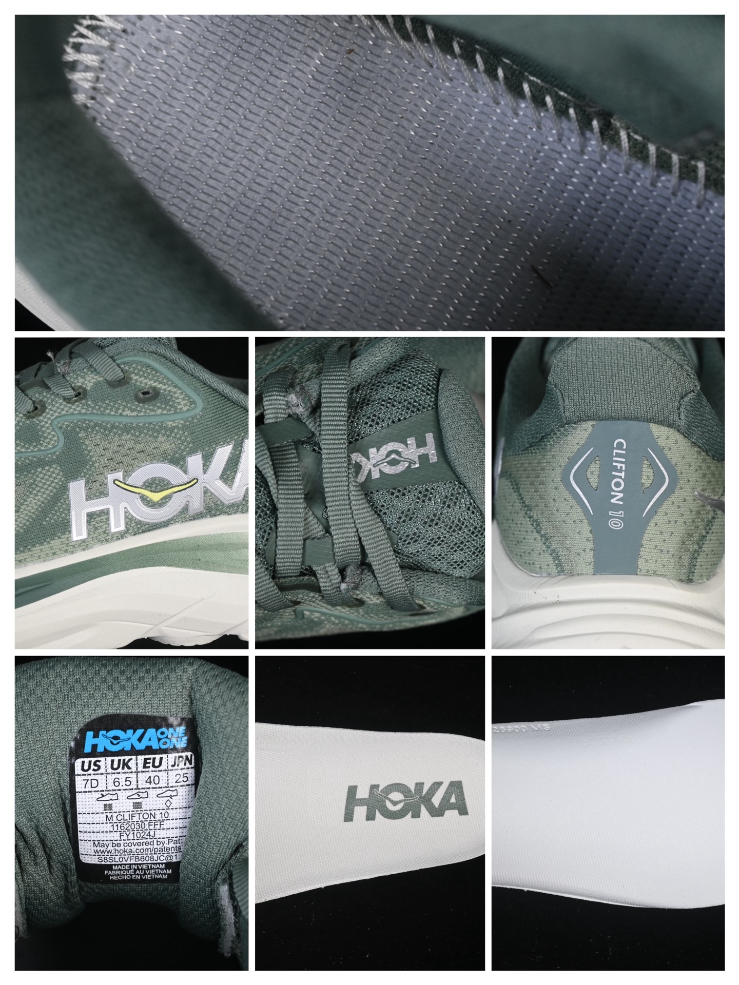 💰220纯原
 HOKA ONE ONE CLIFTON 10 克里夫顿系列 轻盈透气的针织网面跑鞋 1162030 FFF
#增强鞋面的强度和支撑性能 搭配柔软的鞋舌 让双脚在舒适包裹中跑的更加畅快 全新泡棉中底 柔软的同时增强回弹性能 为不同跑者提供更平稳流畅的脚感 带来全面的缓冲保护 根据人体工程学设计的延长拉襟 后跟处弹软的海绵填充舒适固定 避免掉跟和摩擦
尺码：36 36.5 37 38 38.5 39 40 40.5 41 42 42.5 43 44 45 B.D4