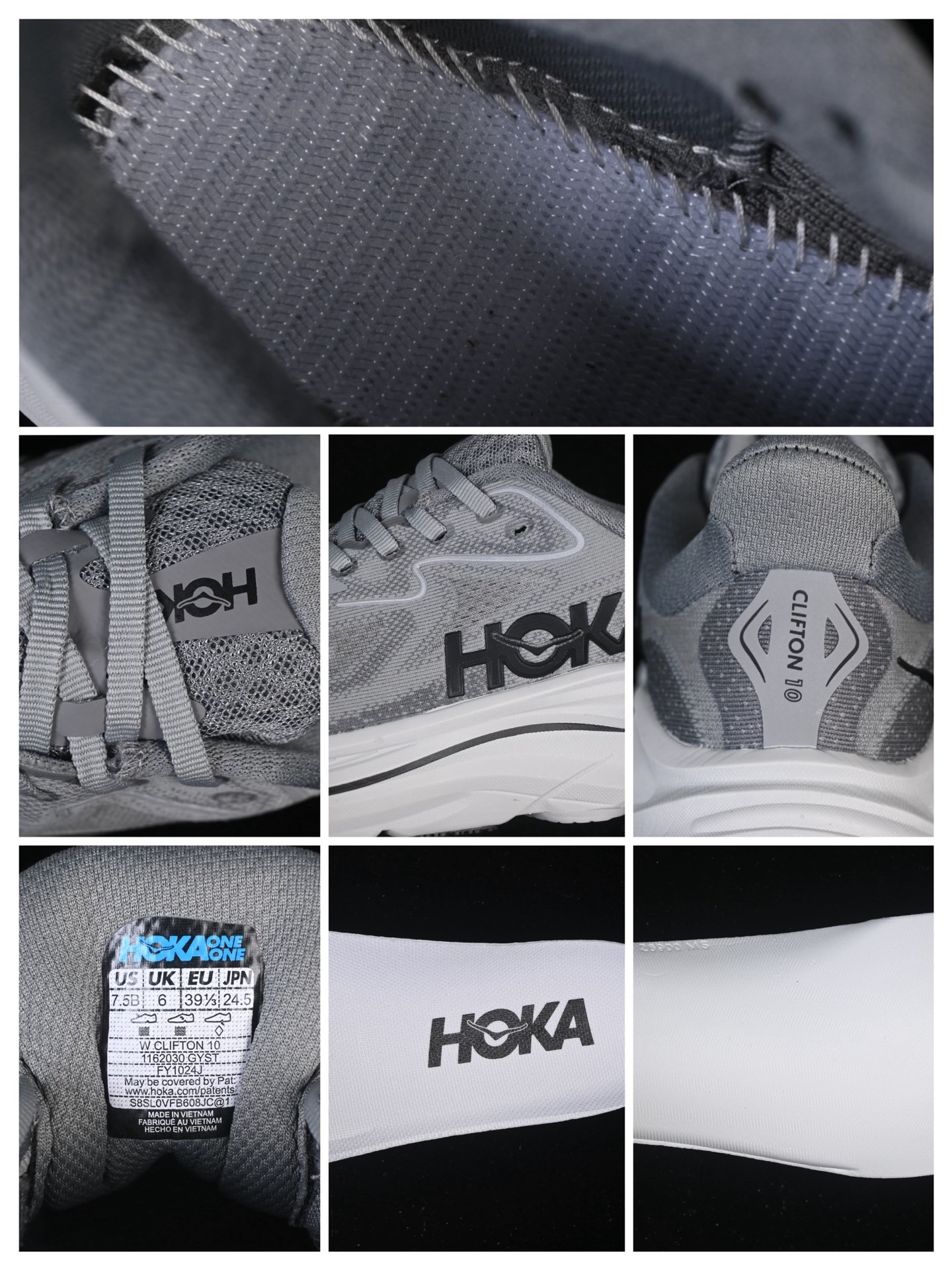 💰220纯原
HOKA ONE ONE CLIFTON 10 克里夫顿系列 轻盈透气的针织网面跑鞋 1162030 GYST
#增强鞋面的强度和支撑性能 搭配柔软的鞋舌 让双脚在舒适包裹中跑的更加畅快 全新泡棉中底 柔软的同时增强回弹性能 为不同跑者提供更平稳流畅的脚感 带来全面的缓冲保护 根据人体工程学设计的延长拉襟 后跟处弹软的海绵填充舒适固定 避免掉跟和摩擦
尺码：36 36.5 37 38 38.5 39 40 40.5 41 42 42.5 43 44 45 B.D4