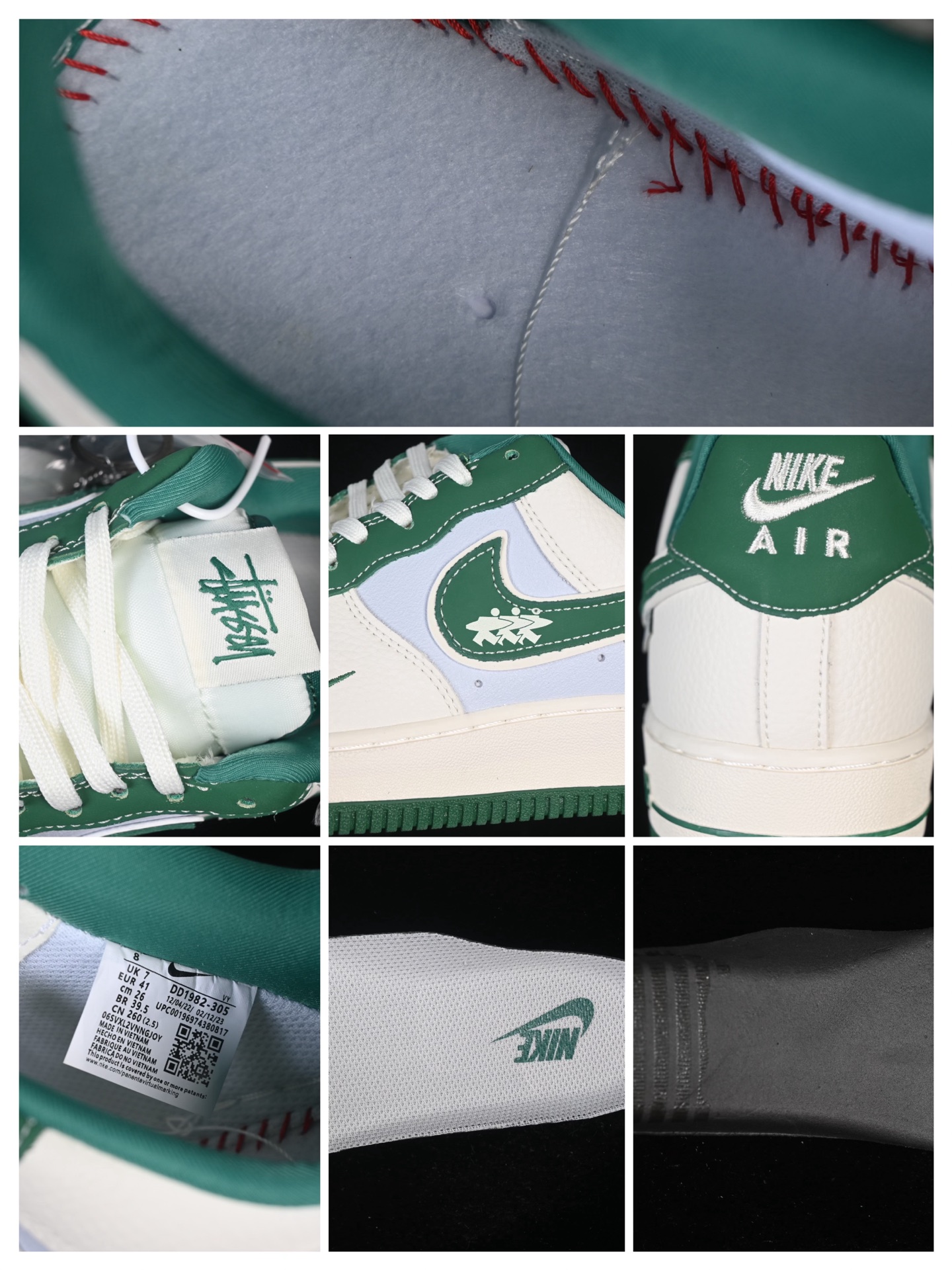 💰300纯原
Nike Air Force 1'07 Low 斯图西联名 米绿勾 空军一号低帮休闲板鞋 DD1982-305
#原楦头原纸板 原装鞋盒 定制五金配件 内置全掌气垫 原厂鞋底 
尺码：36 36.5 37.5 38 38.5 39 40 40.5 41 42 42.5 43 44 44.5 45 9.D4