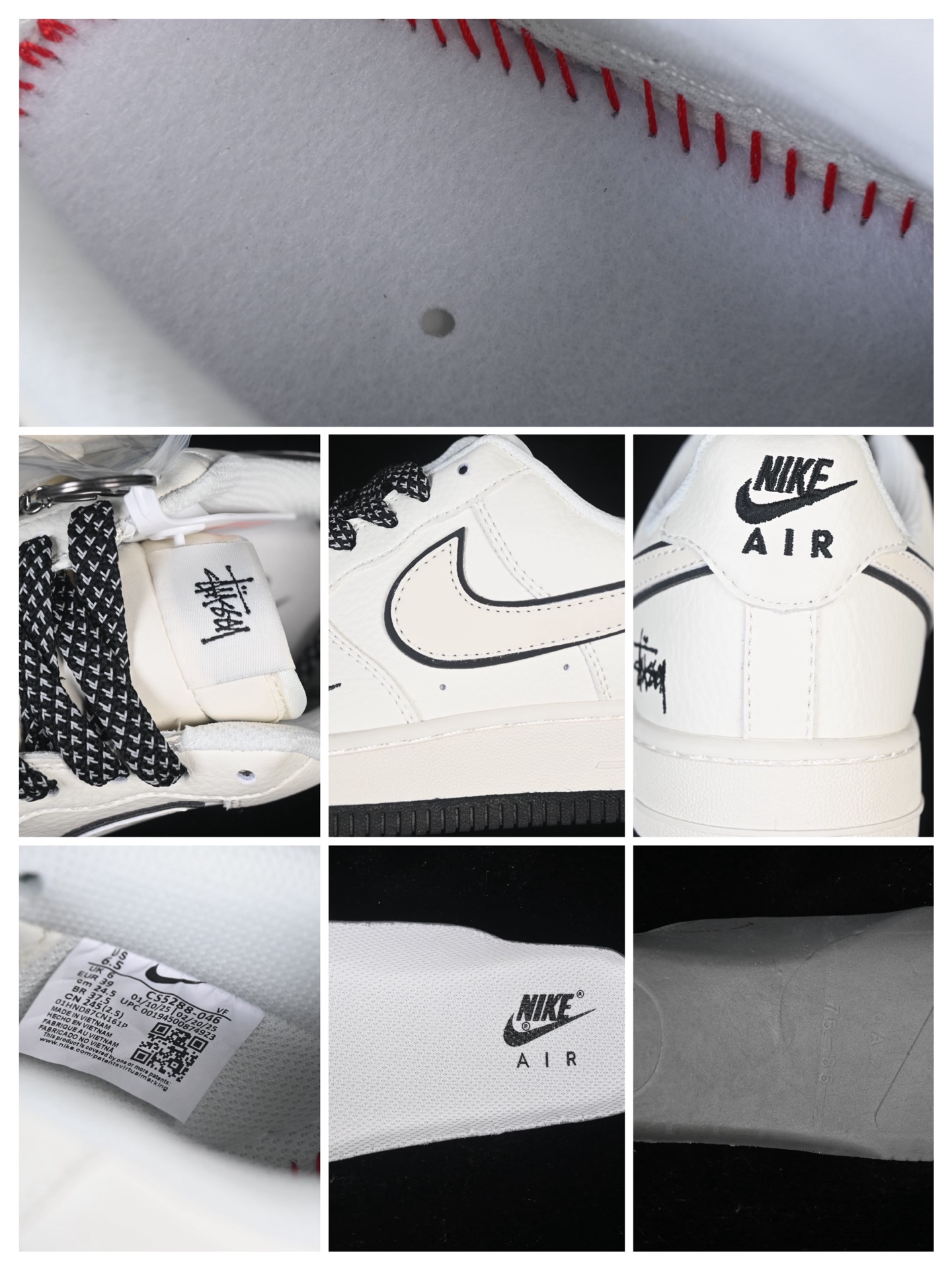 💰300纯原
 Nike Air Force 1'07 Low 斯图西联名 米黑底 空军一号低帮休闲板鞋 CS5288-046
#原楦头原纸板 原装鞋盒 定制五金配件 内置全掌气垫 原厂鞋底 
尺码：36 36.5 37.5 38 38.5 39 40 9.D4