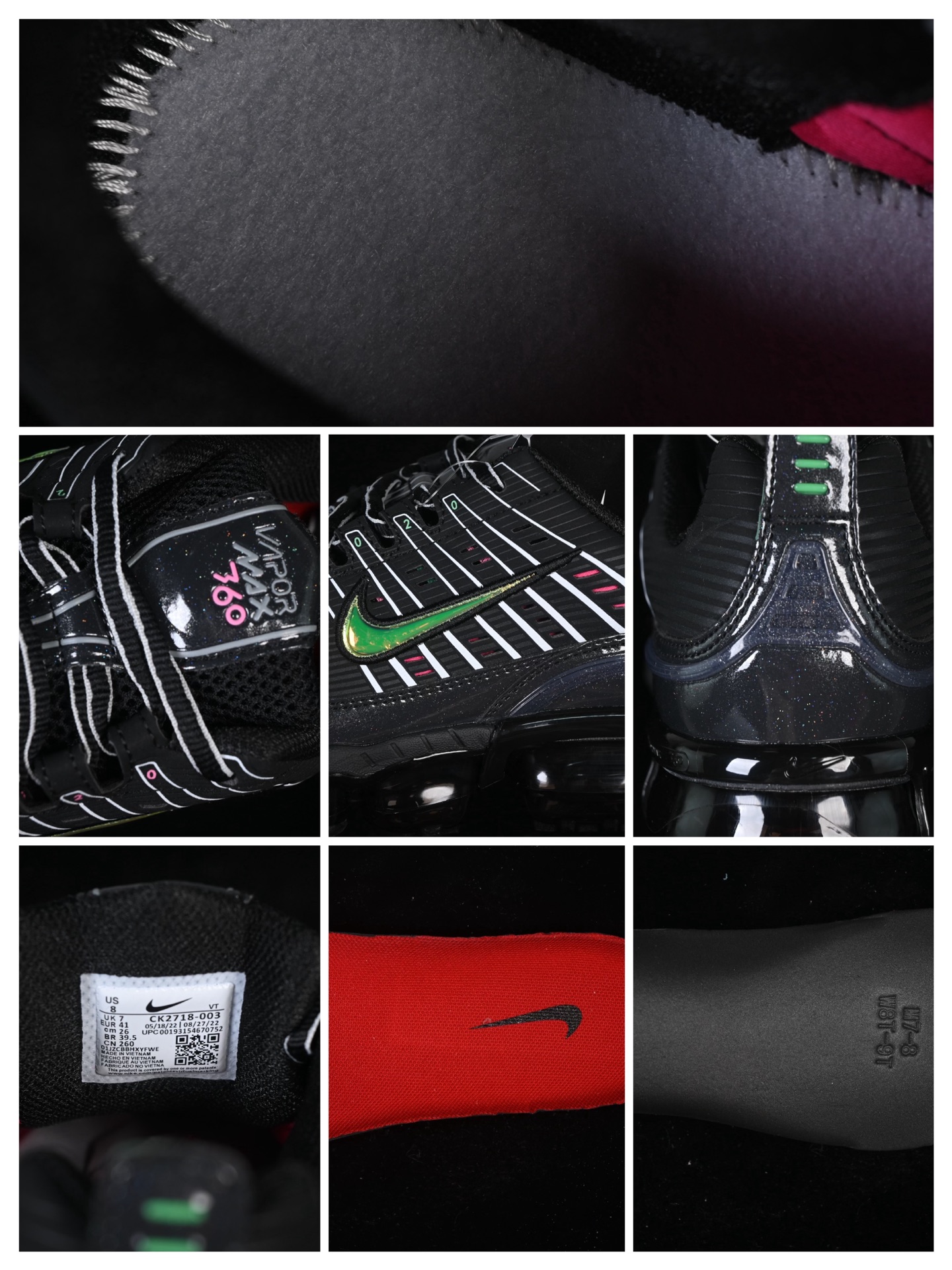 Nike Air Vapormax 360 全掌大气垫透气跑步鞋 CK2718-003#鞋面依旧延续经典