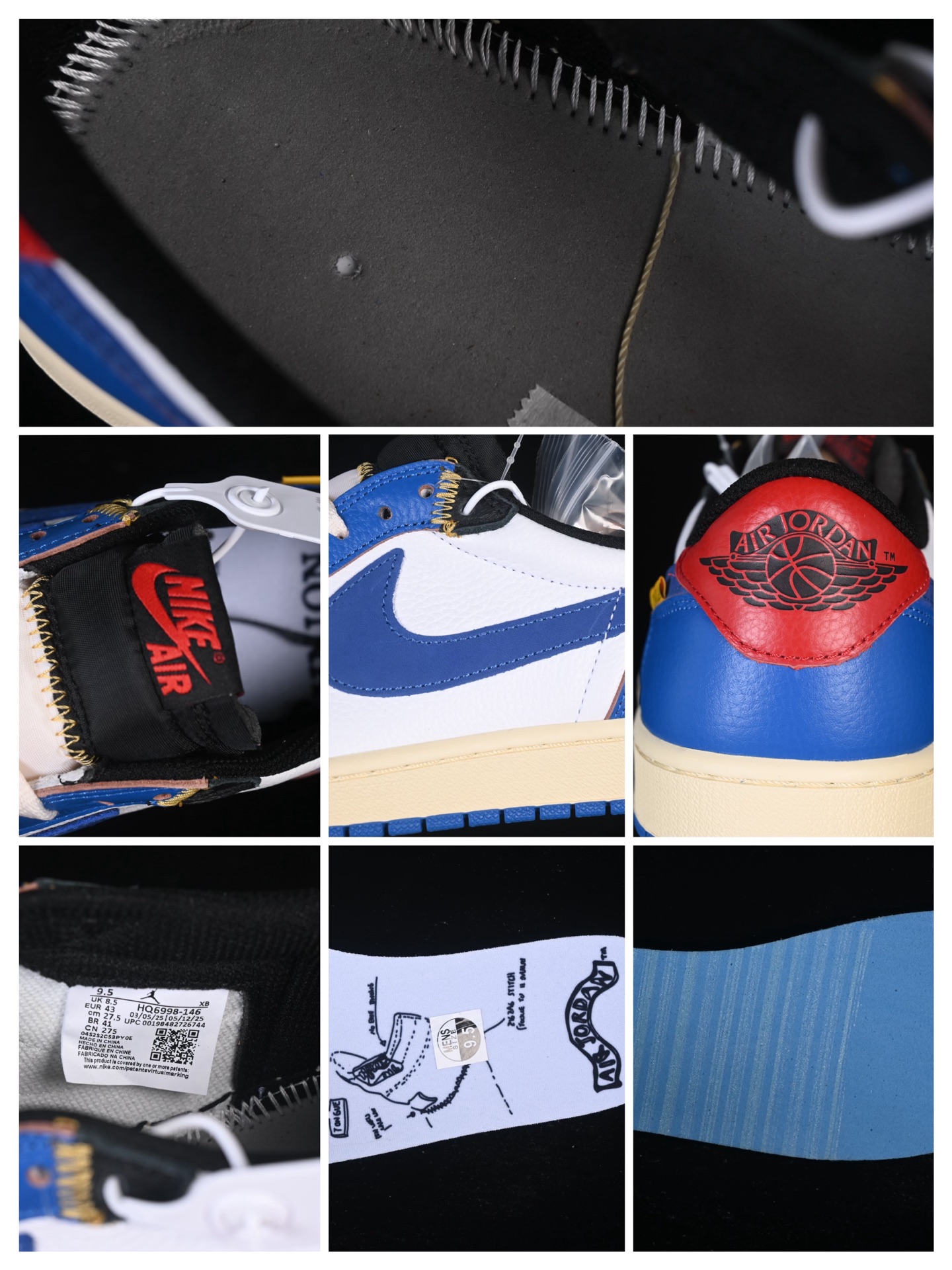 💰260公司级💰320纯原
 Air Jordan 1 Low AJ1 乔1 UN蓝白 低帮文化休闲板鞋 HQ6998-146
尺码：36 36.5 37.5 38 38.5 39 40 40.5 41 42 42.5 43 44 44.5 45 46 47.5 WMD4