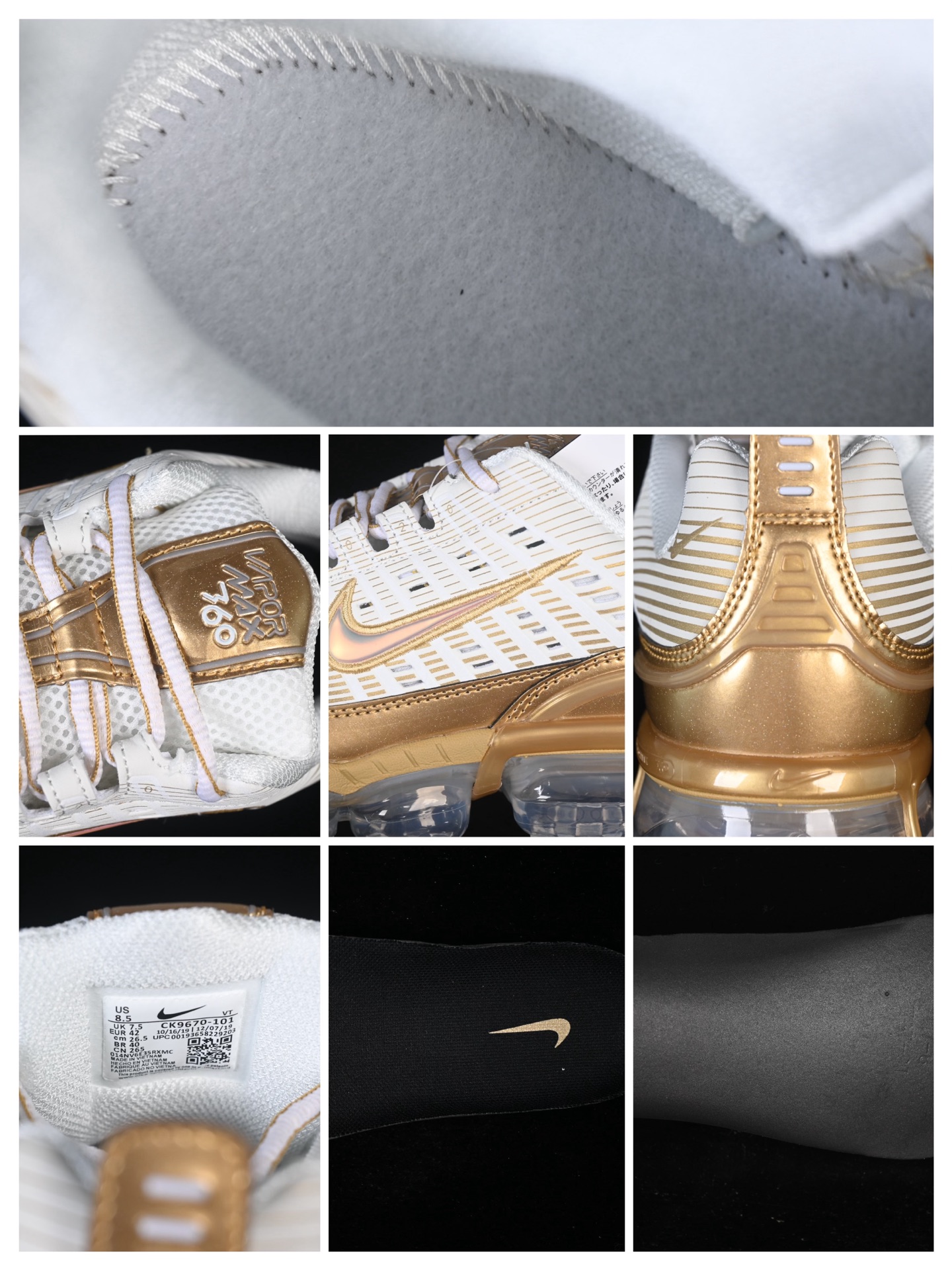 Nike Air Vapormax 360 全掌大气垫透气跑步鞋 CK9670-101#鞋面依旧延续经典
